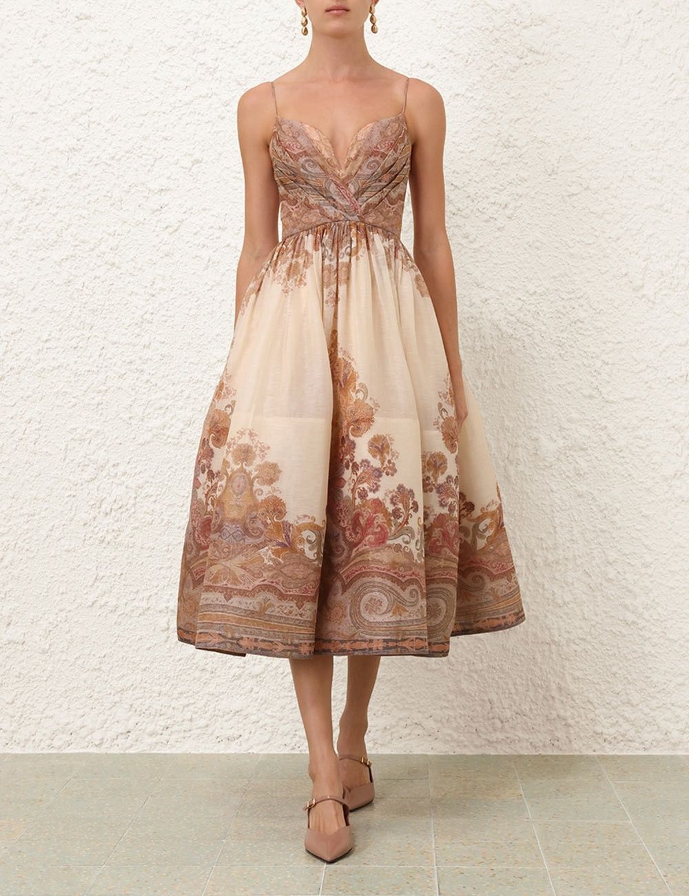 Zimmermann oc11z0925 Illustration Draped Midi Dress in Multicolor Size L / US 10 / IT 46 - 2 Thumbnail