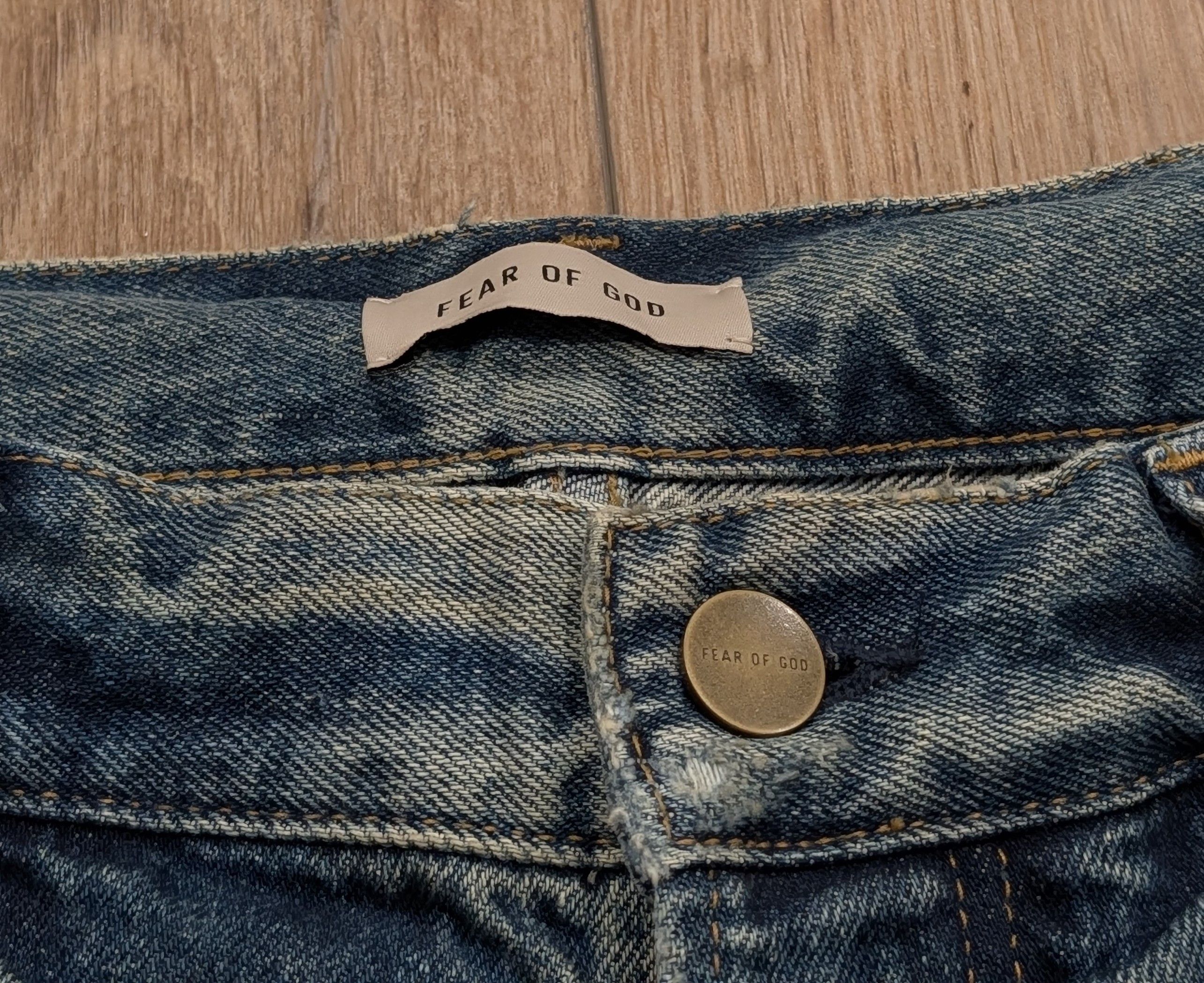 Fear of God FEAR OF GOD Distressed Straight Leg Jeans Vintage Indigo 33 Size US 33 - 6 Thumbnail