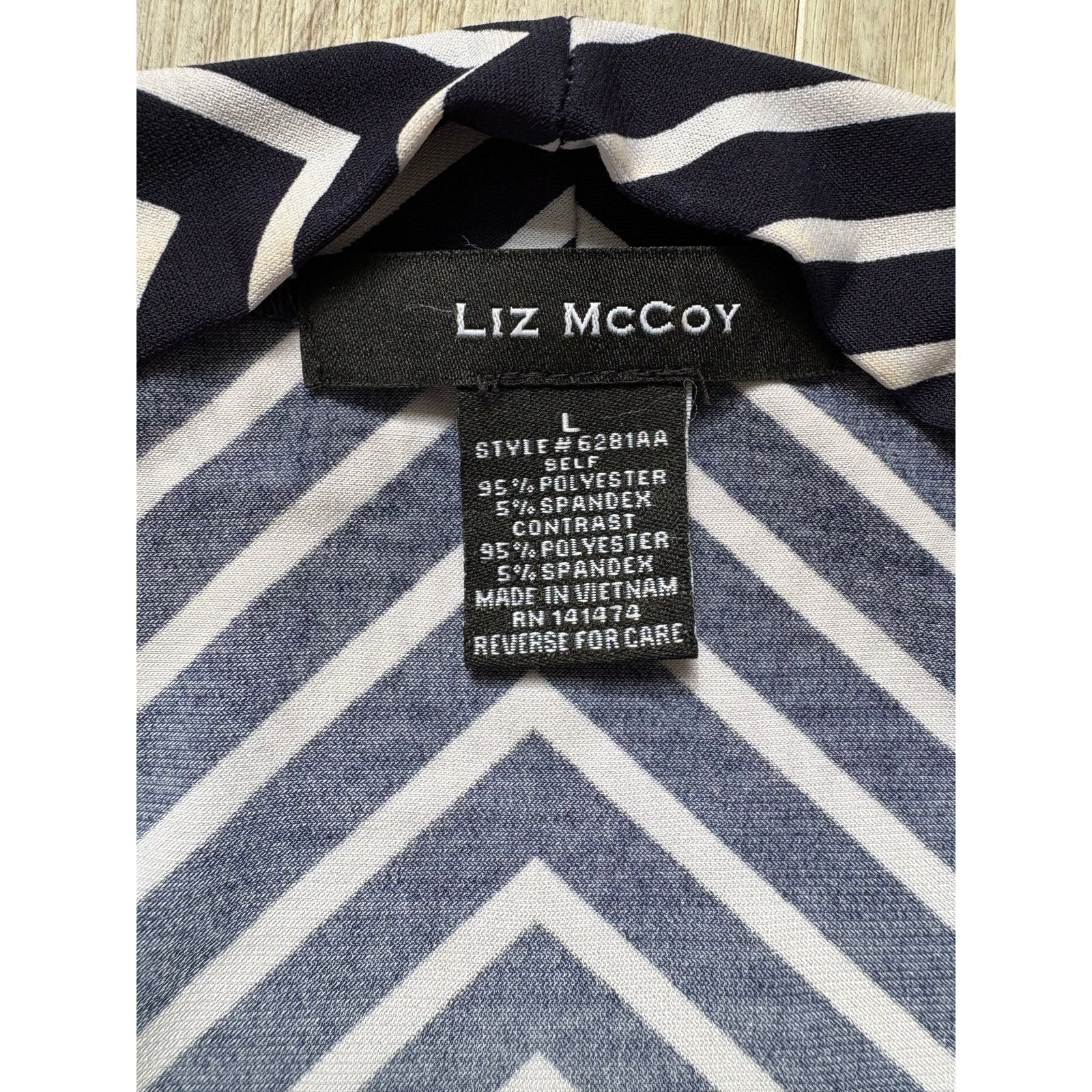 Other Liz McCoy | Black White Chevron Striped Blouse | Large Size L / US 10 / IT 46 - 3 Thumbnail