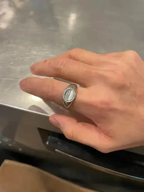 Jewelry x Racing Trend Opal Stone Adjustable Ring in Silver, Men's