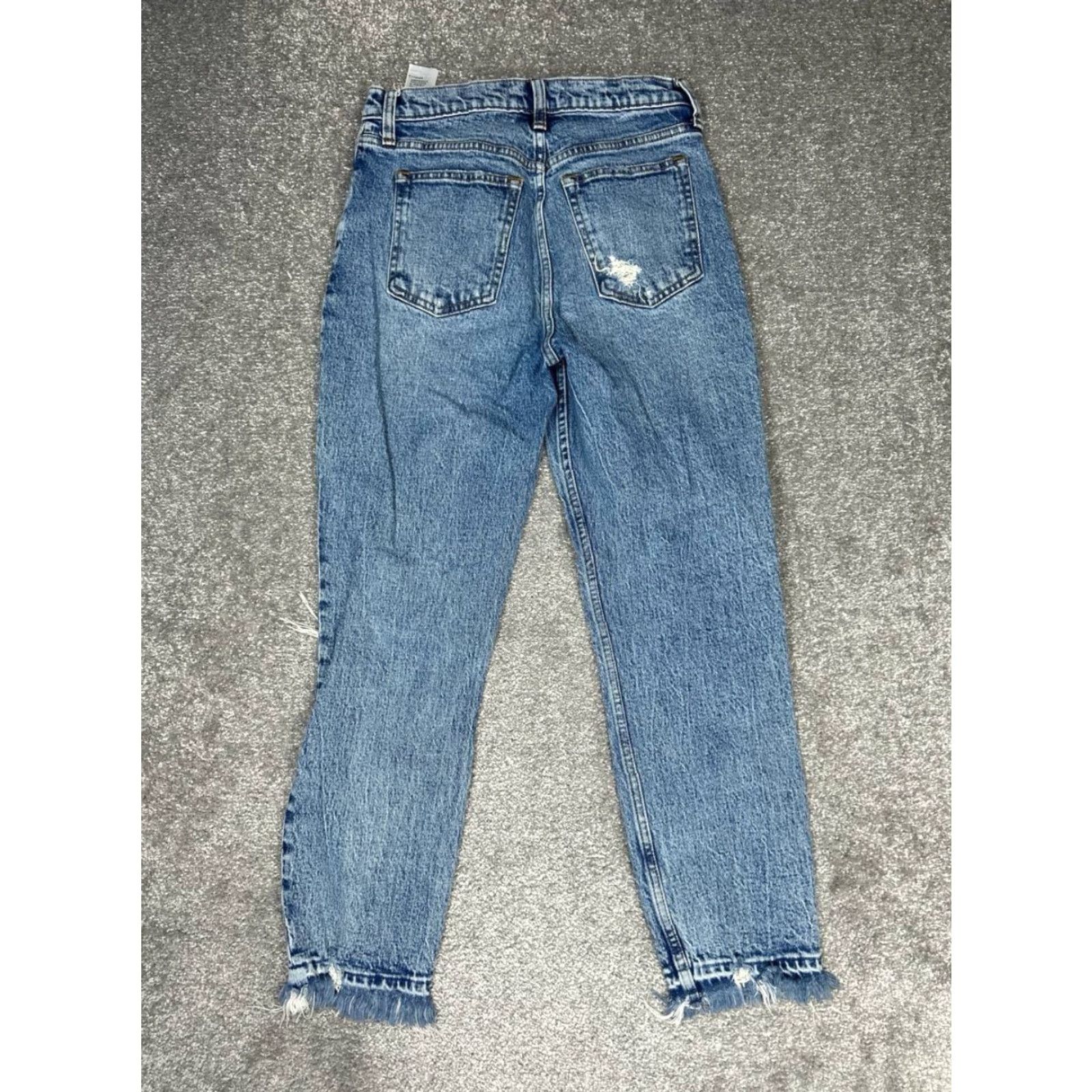 Abercrombie & Fitch Abercrombie & Fitch The Mom Jeans Womens 27 Blue Denim Distressed 5-Pocket High Rise Regular Fit Adult Size 27" / US 4 / IT 40 - 2 Thumbnail