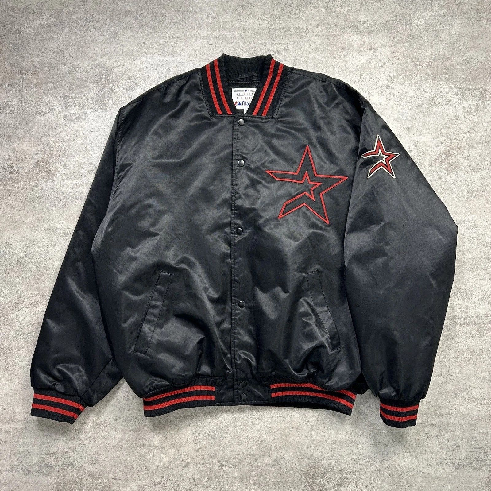MLB × Majestic × Vintage RARE 00s HOUSTON ASTROS MAJESTIC SATIN BOMBER JACKET Size US XXL / EU 58 / 5 - 1 Thumbnail