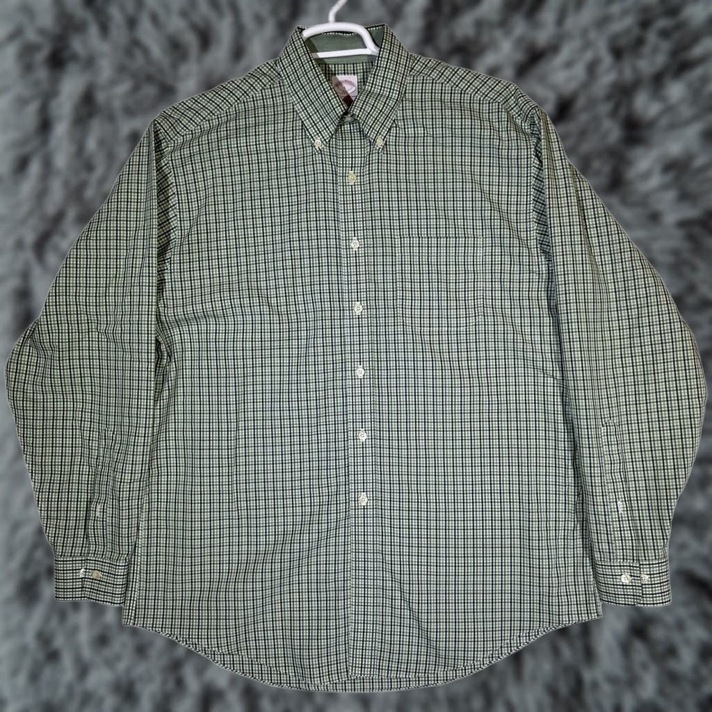 Brooks Brothers Brooks Brothers Shirt Mens L Check Non-Iron Button Down Long Sleeve Carbon Green Size US L / EU 52-54 / 3 - 1 Thumbnail