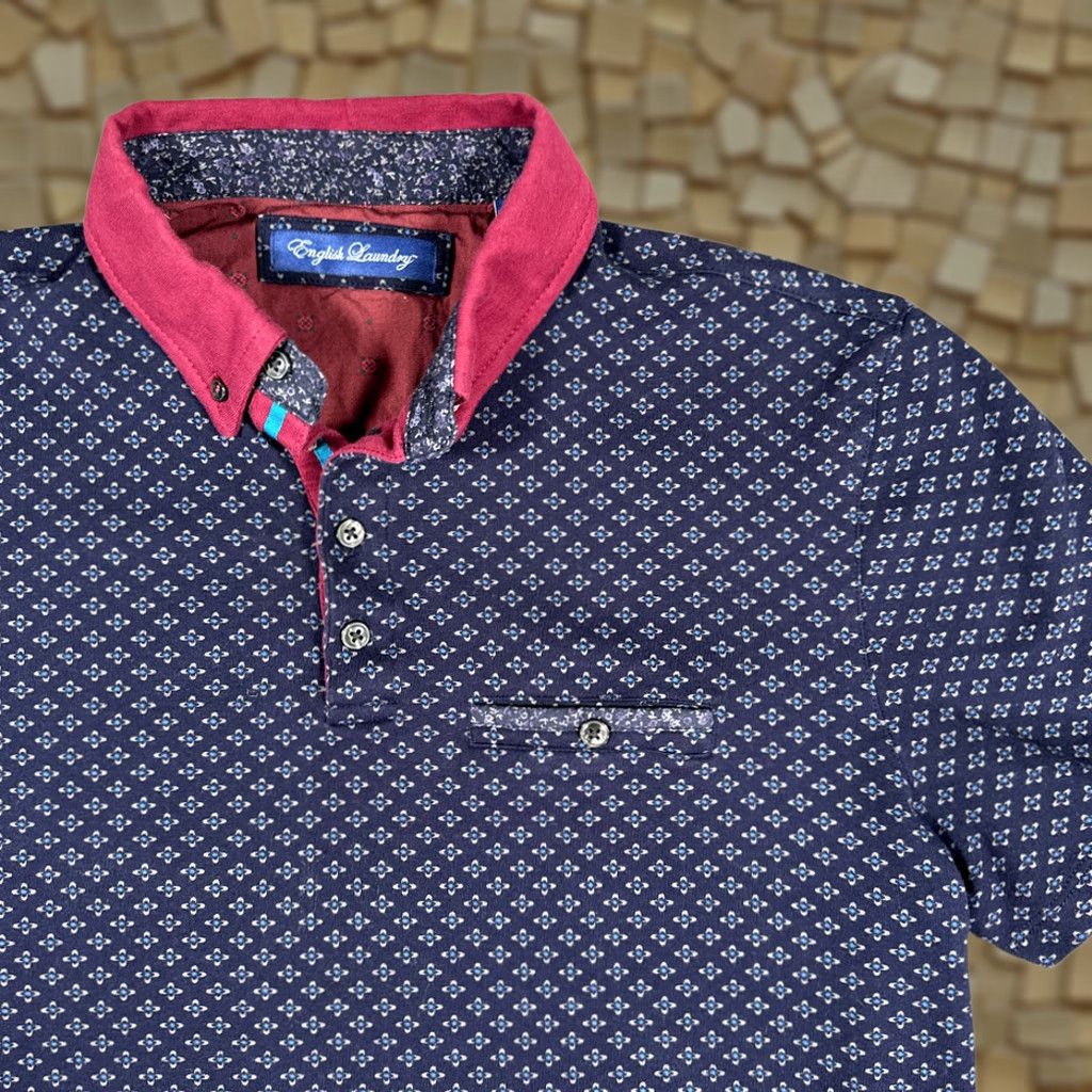 English Laundry VINTAGE English Laundry Polo Shirt Adult MEDIUM Navy Blue Graphic Pattern Pocket Size US M / EU 48-50 / 2 - 1 Thumbnail