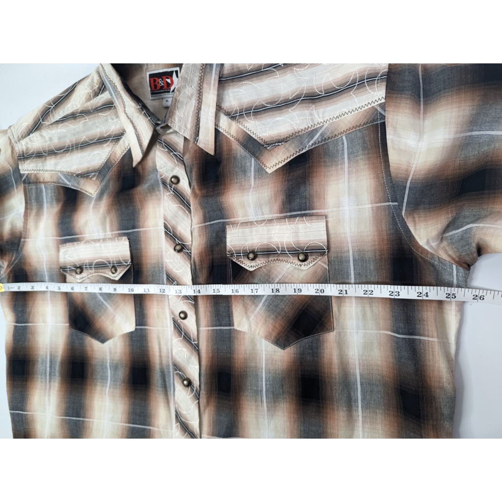 Vintage B&D by Panhandle Slim Brooks & Dunn Collection Western Long Sleeve Pearl snap XL Men Plaid Button-Up Shirt Size US XL / EU 56 / 4 - 6 Thumbnail