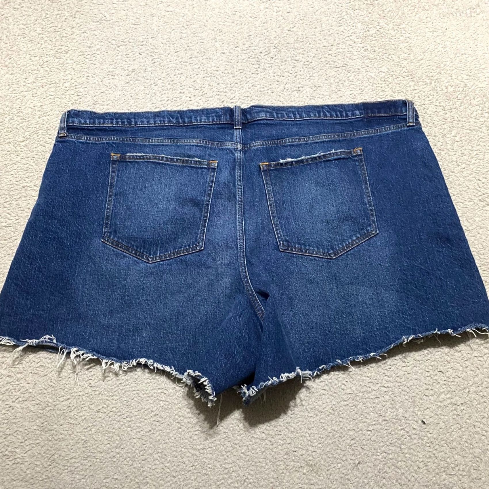 Abercrombie & Fitch Abercrombie & Fitch Womens Plus Jean Shorts Blue Denim High Rise Cut-Off 5-Pocket Logo Button Stretch Casual Summer 24 Mens? Size 42" / US 20 - 2 Thumbnail