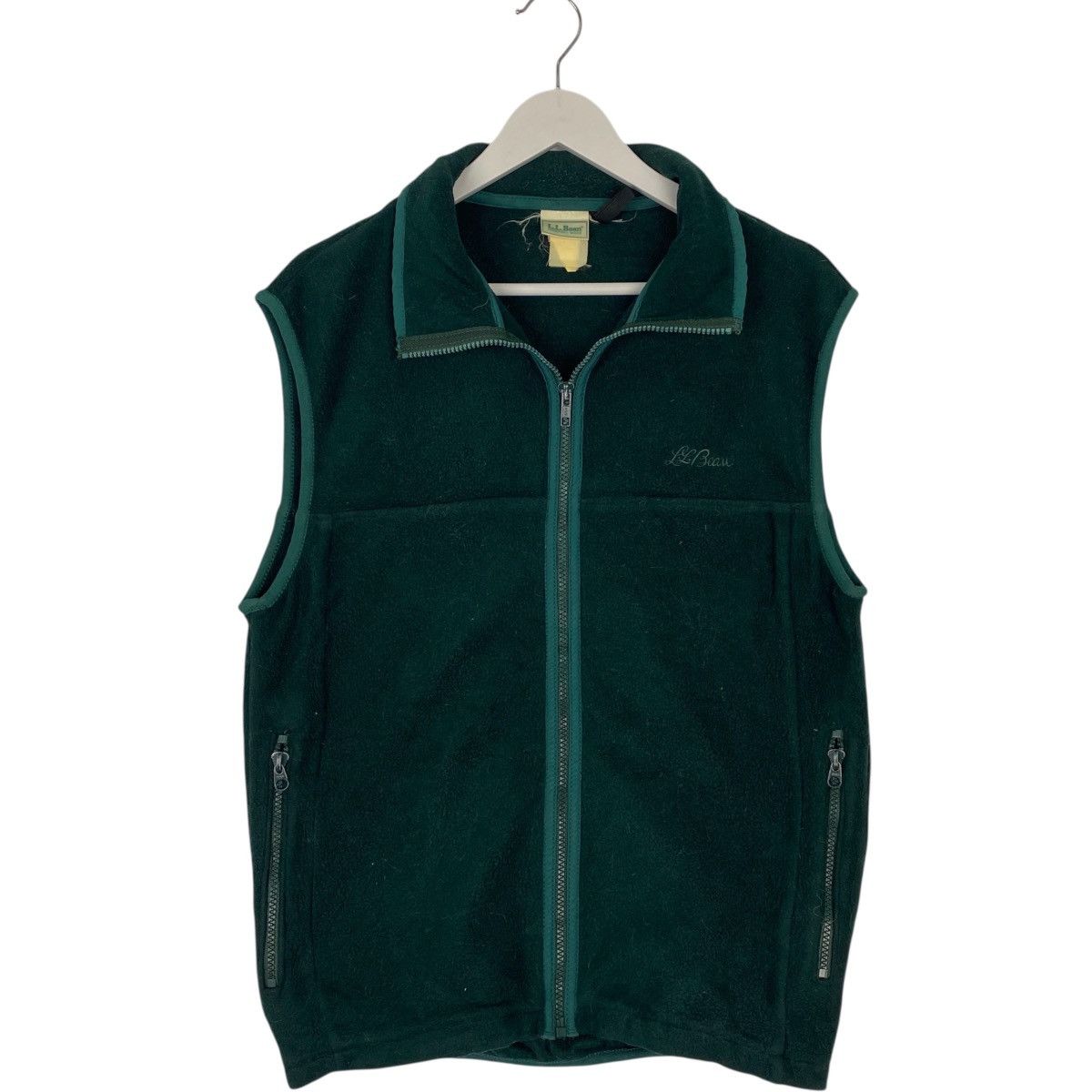 Vintage 90s LL Bean Fleece Vest Full Zip Green Sleeveless S