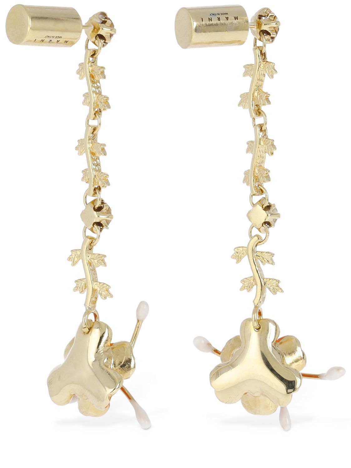 Marni o1w1db10125 Size:OS/Enamel Flower Drop Earrings in Gold Size ONE SIZE - 3 Thumbnail