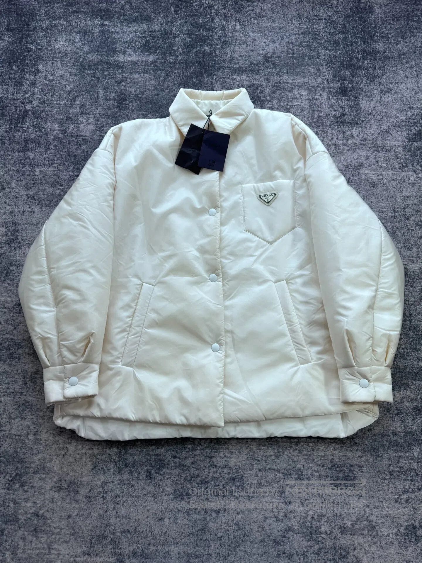 Prada Prada White Triangle Logo Nylon Padded Jacket| Size XS / US 0-2 / IT 36-38 - 1 Thumbnail