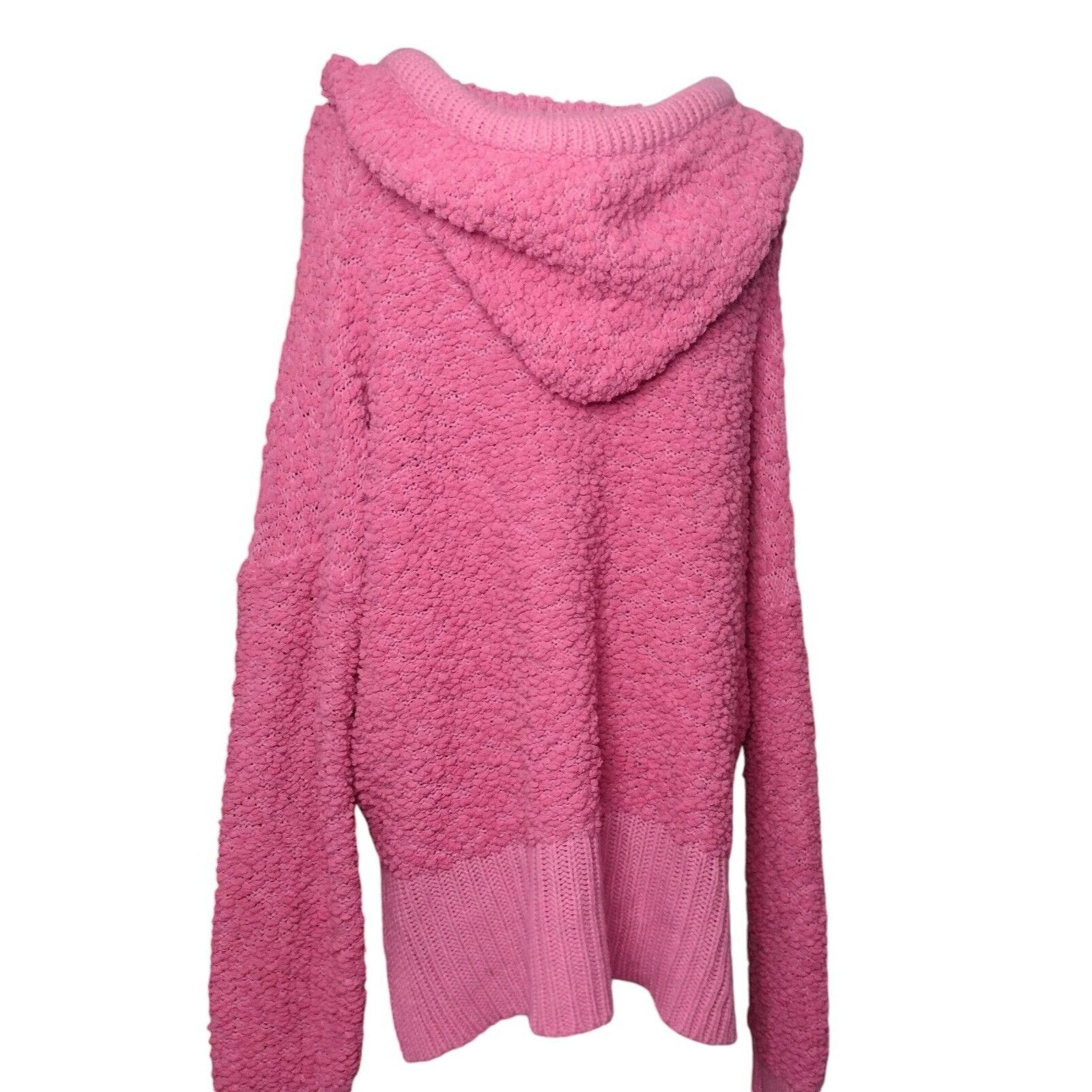 Anthropologie POL Chunky Popcorn Knit Hi Lo Hooded Sweater Size L Pink Rel Size L / US 10 / IT 46 - 5 Thumbnail