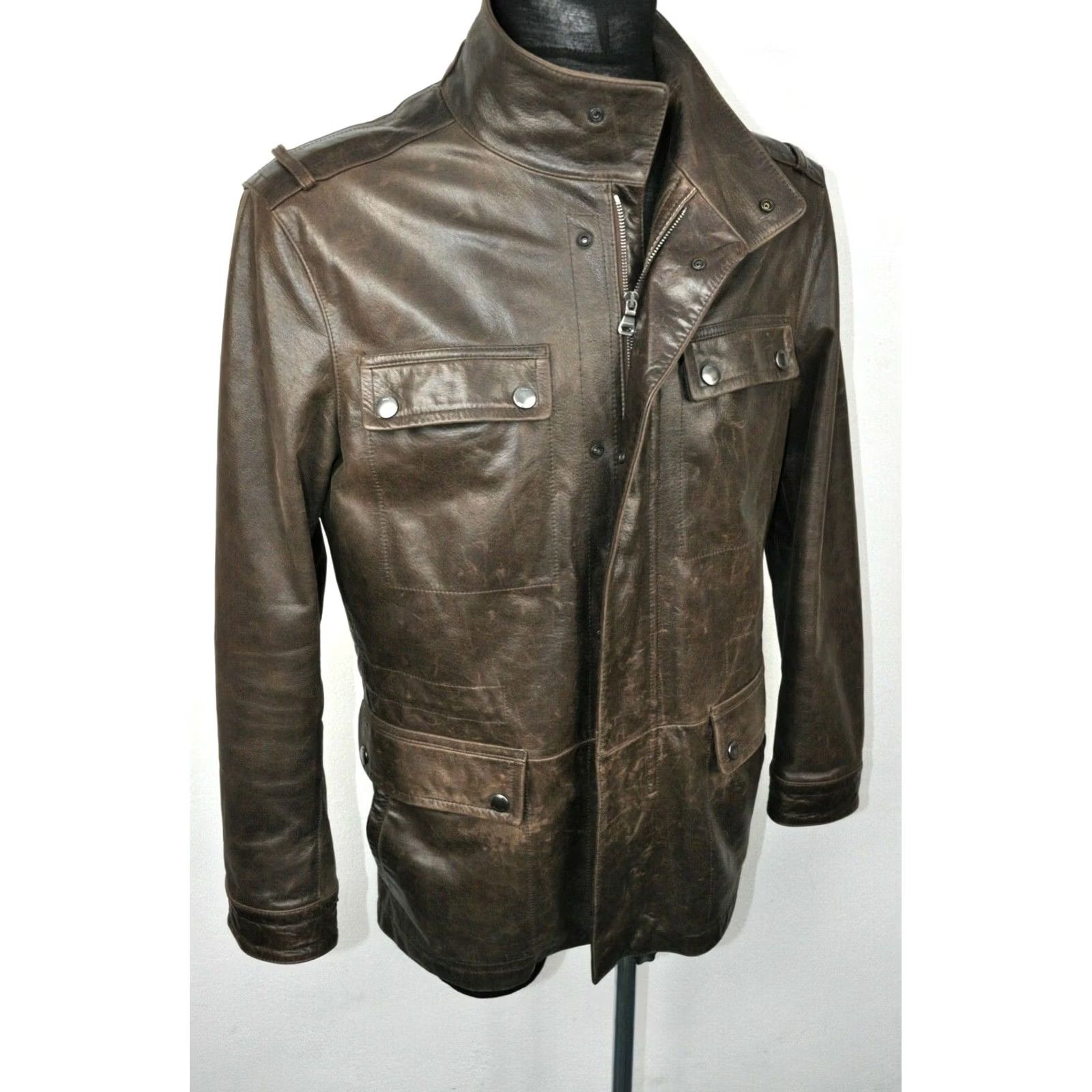Hugo Boss HUGO BOSS CUNO-N JACKET Leather Motorcycle Brown Mens 48 Size US M / EU 48-50 / 2 - 3 Thumbnail