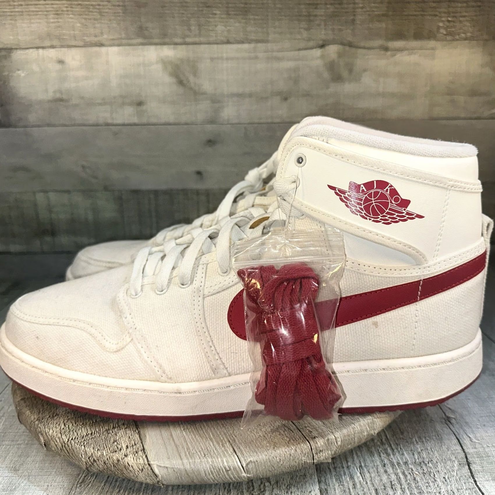 Jordan Brand VINTAGE Jordan AJKO High Top Sneaker Mens 11.5 White Canvas Retro Timeless Scuffing Light Box N/A Size US 12 / EU 45 - 4 Thumbnail
