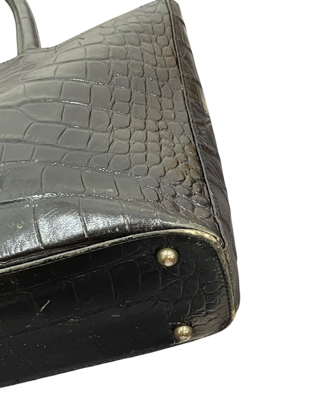 Genuine Leather Crocodile Embossed Vtg Unknown Japan Shoulder Bag 1🟩9 Size ONE SIZE - 11 Thumbnail