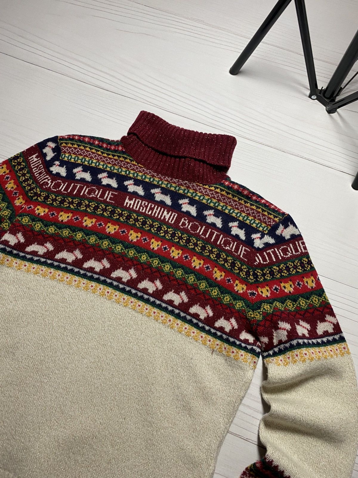 Boutique Moschino Rare Boutique Moschino Multicolour Logo knit wool sweater Size S / US 4 / IT 40 - 7 Thumbnail