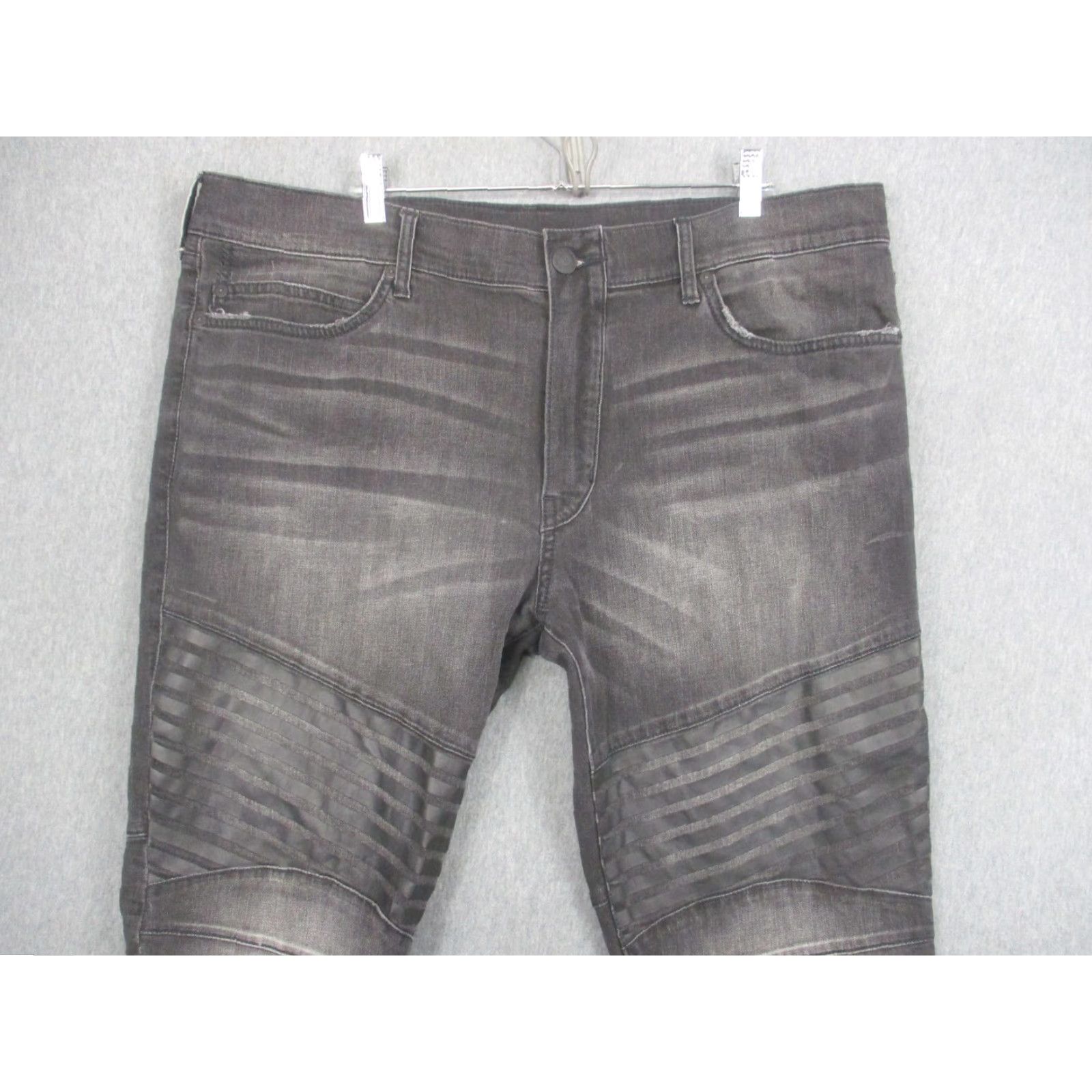True Religion True Religion Geno Jeans Mens 40x32 Gray Moto Biker Straight Stretch Denim Pants Charcoal Wash Jeans Mens Size US 40 / EU 56 - 2 Thumbnail