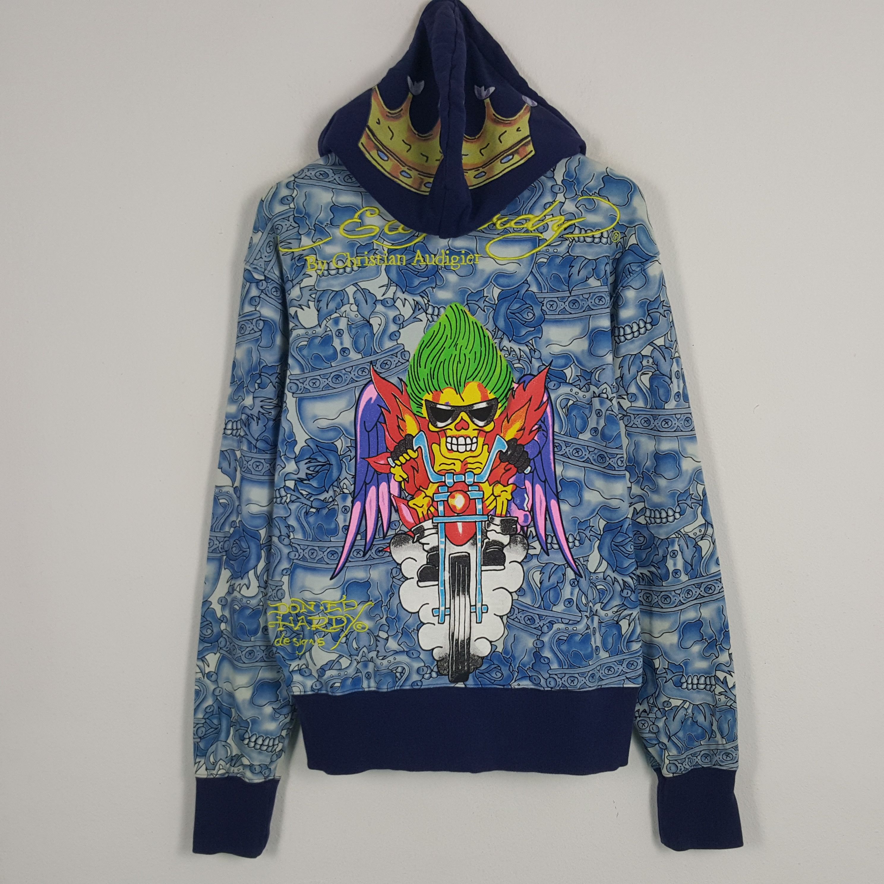 Christian Audigier × Ed Hardy × Vintage Vintage Ed Hardy by Audigier Overprinted Jacket Hoodies Size US M / EU 48-50 / 2 - 1 Thumbnail
