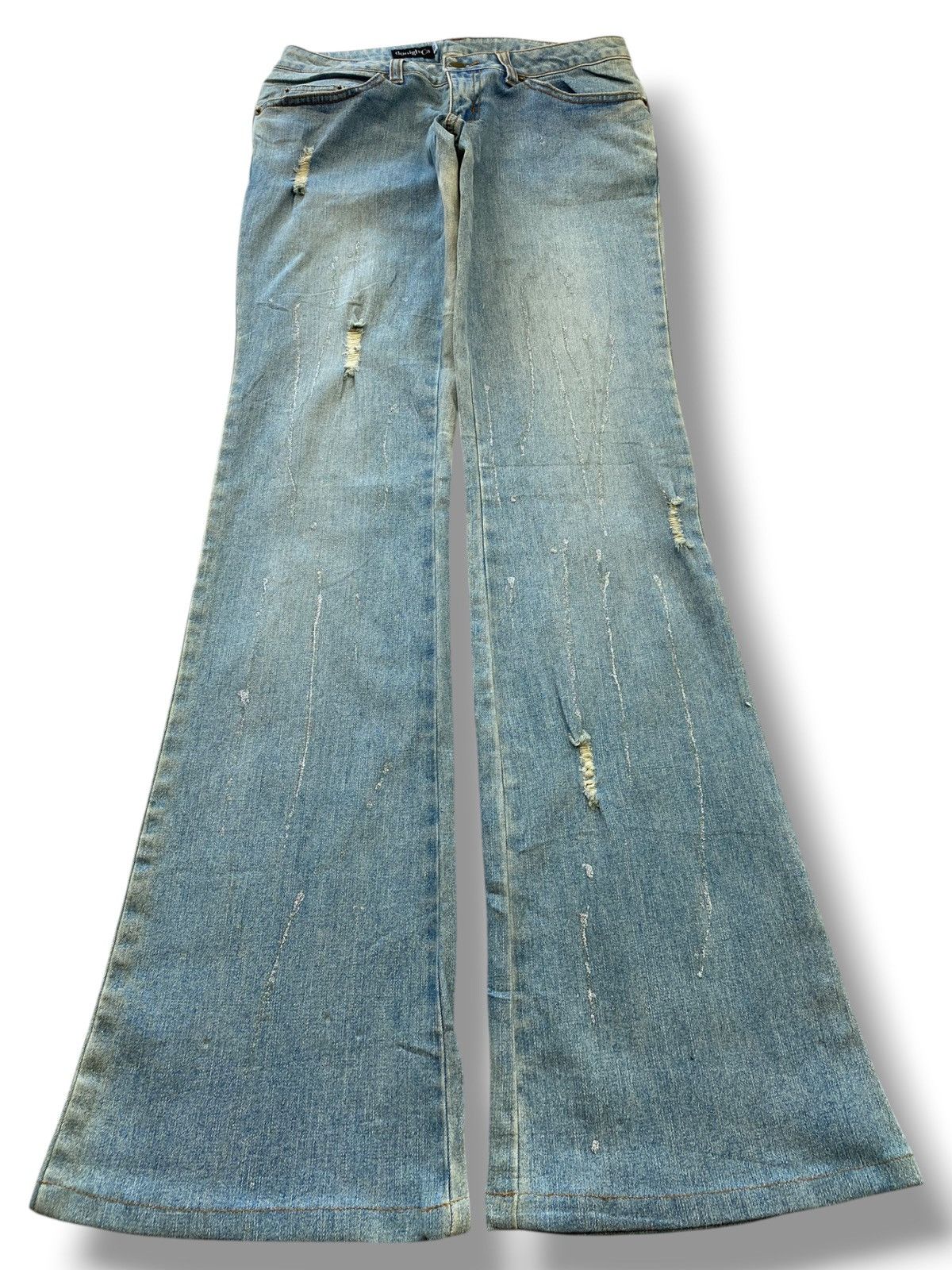 Japanese Brand Roux Di Peree Distressed Shimmer Style Flare Jeans Size 28" / US 6 / IT 42 - 1 Thumbnail