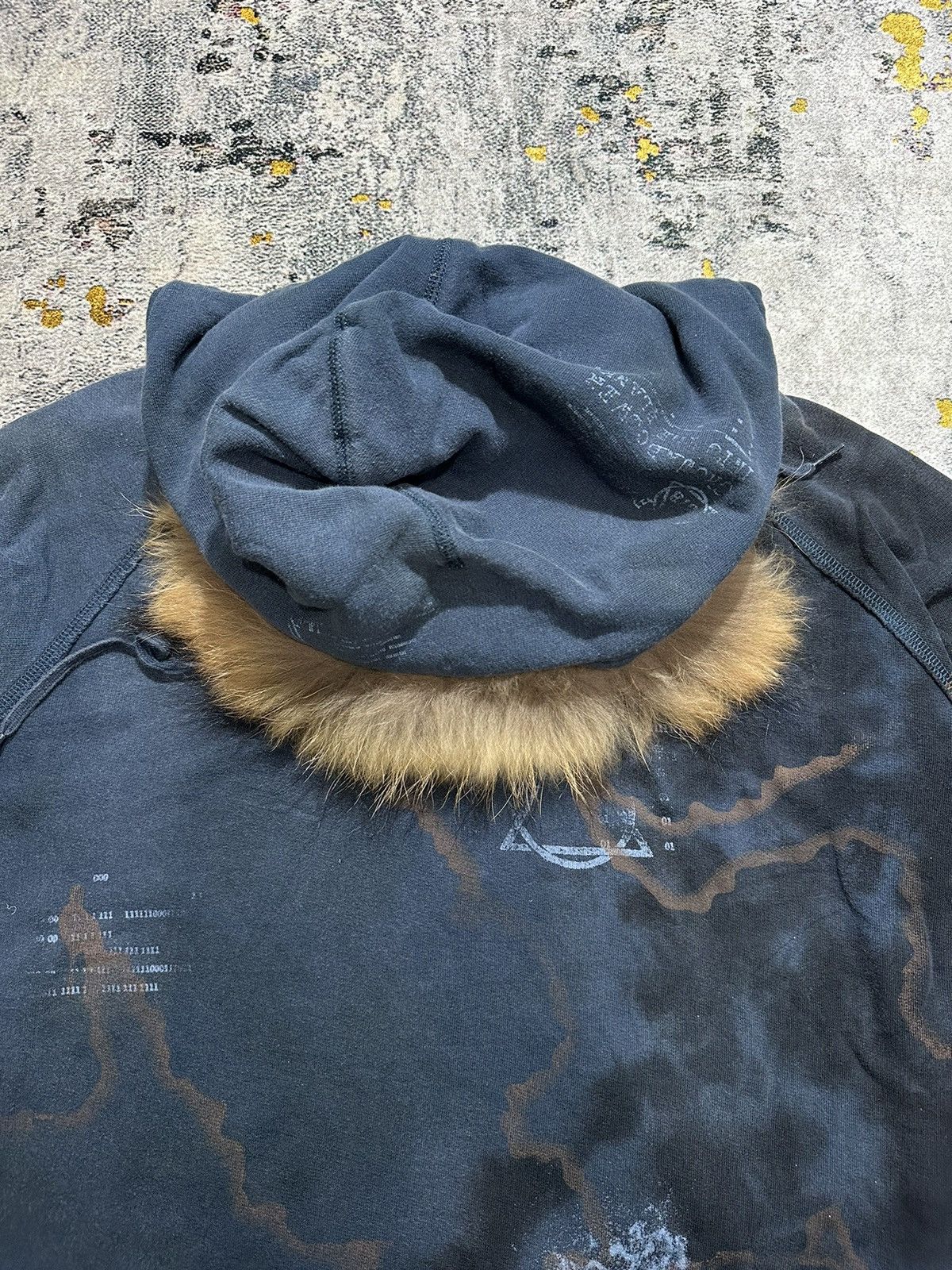 20471120 SUNFADED DIESEL 978 ABSTRACT POEM FUR HOODIE Size US XL / EU 56 / 4 - 8 Thumbnail