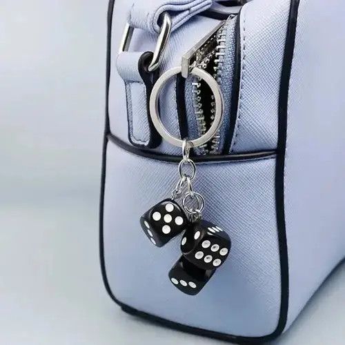 Vintage Creative Punk Acrylic Black Billiards 8 Ball Beads Key Chain Size ONE SIZE - 6 Thumbnail