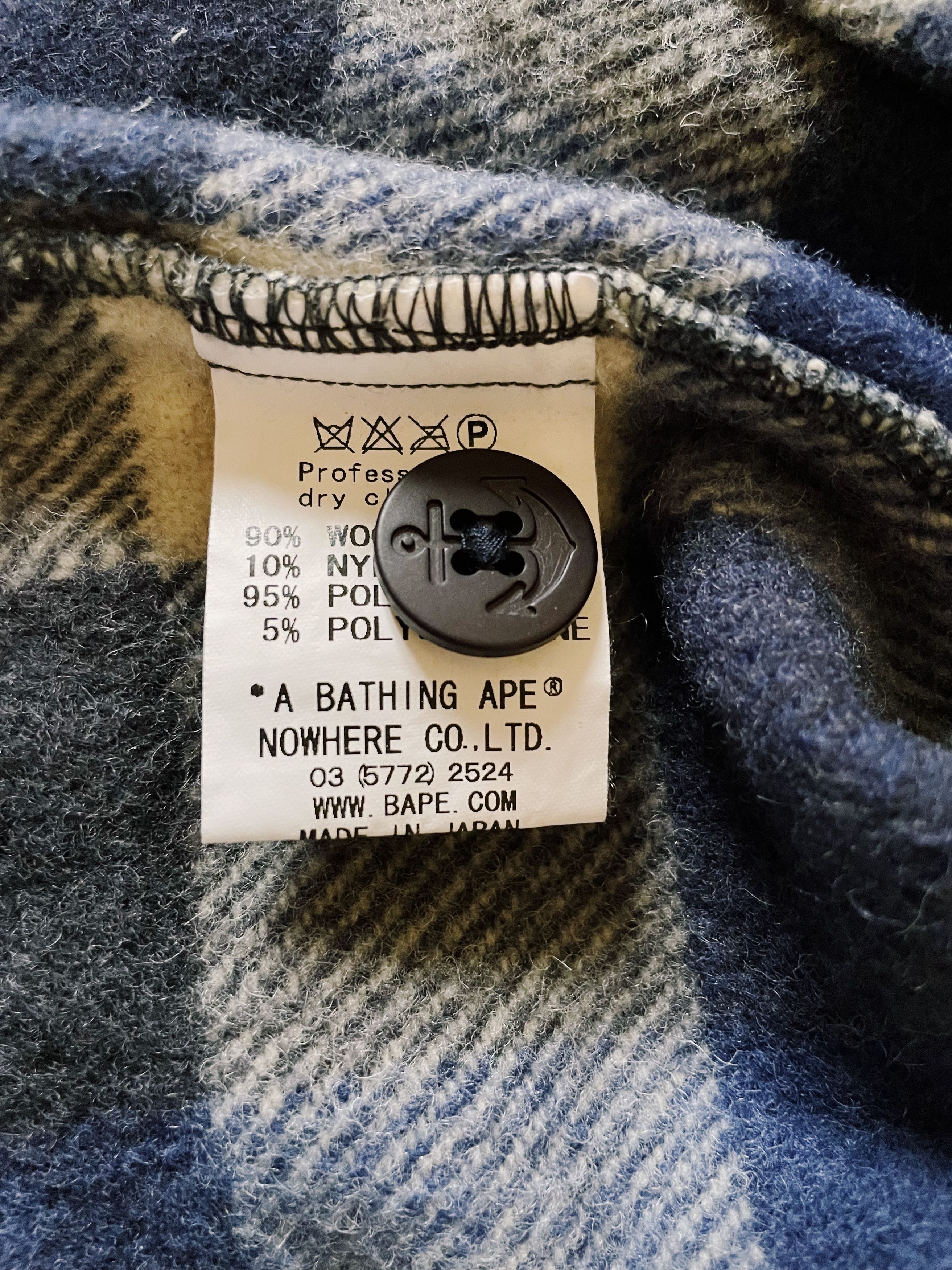 Bape × Nigo × Vintage Vintage Y2K Bape A Bathing Ape Checkered CPO Wool Shirt Size US M / EU 48-50 / 2 - 6 Thumbnail