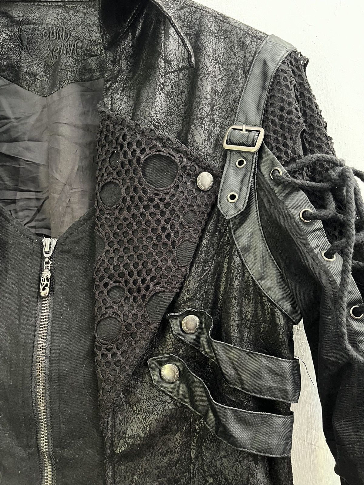 Japanese Brand Crazy Punk rave lace up bondage vkei waxed jacket Size US M / EU 48-50 / 2 - 10 Thumbnail