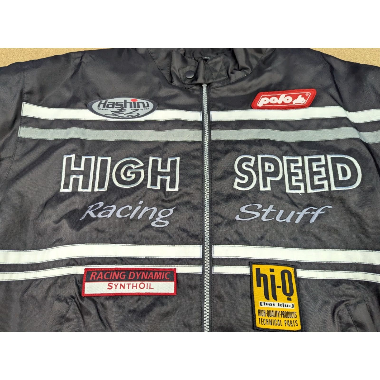 Vintage POLO Motorcycle Jacket Mens Size XL Black High Speed Racing Staff Full Zip Waterproof Vintage Nylon Solid Long Jacket Size US XL / EU 56 / 4 - 4 Thumbnail