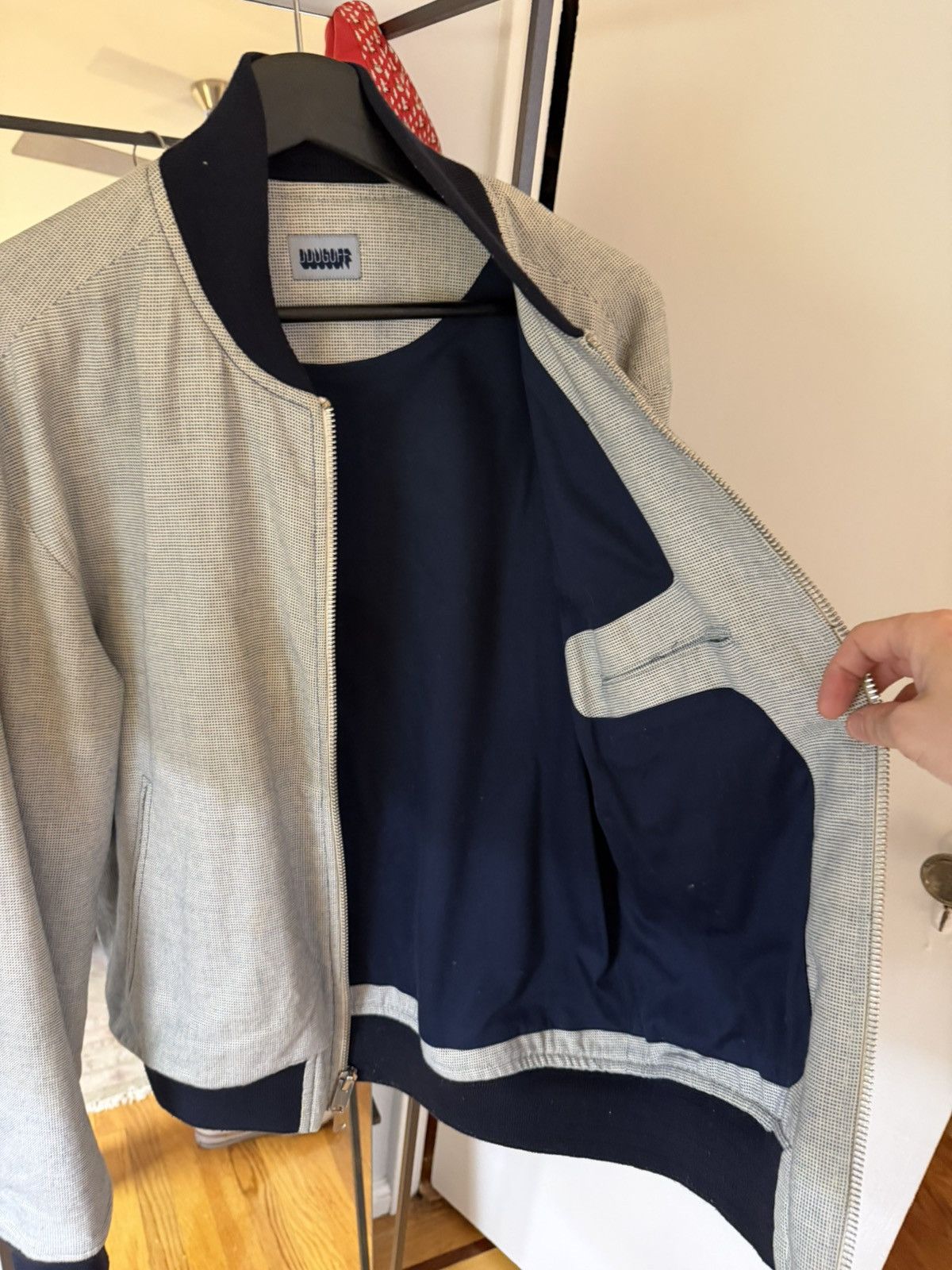 DDUGOFF Navy and white plaid bomber jacket Size US S / EU 44-46 / 1 - 4 Thumbnail