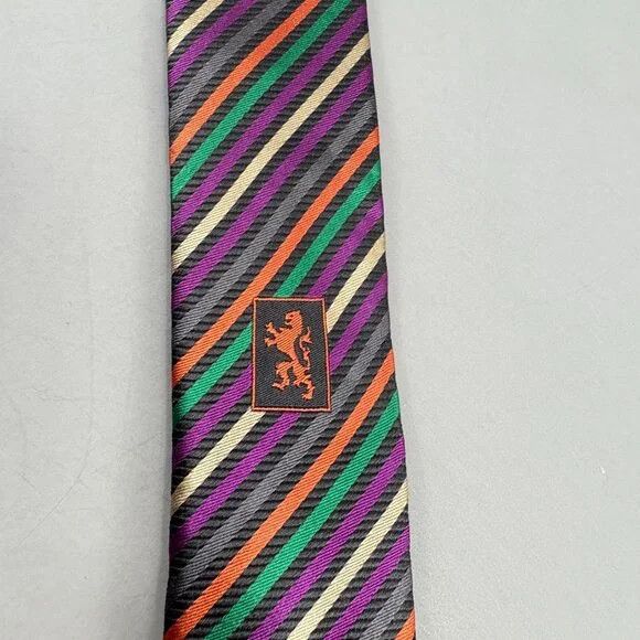 BUGATCHI Bugatchi Tangerine / Purple Striped Men's Tie 3 1/4" x 60" Size ONE SIZE - 3 Thumbnail