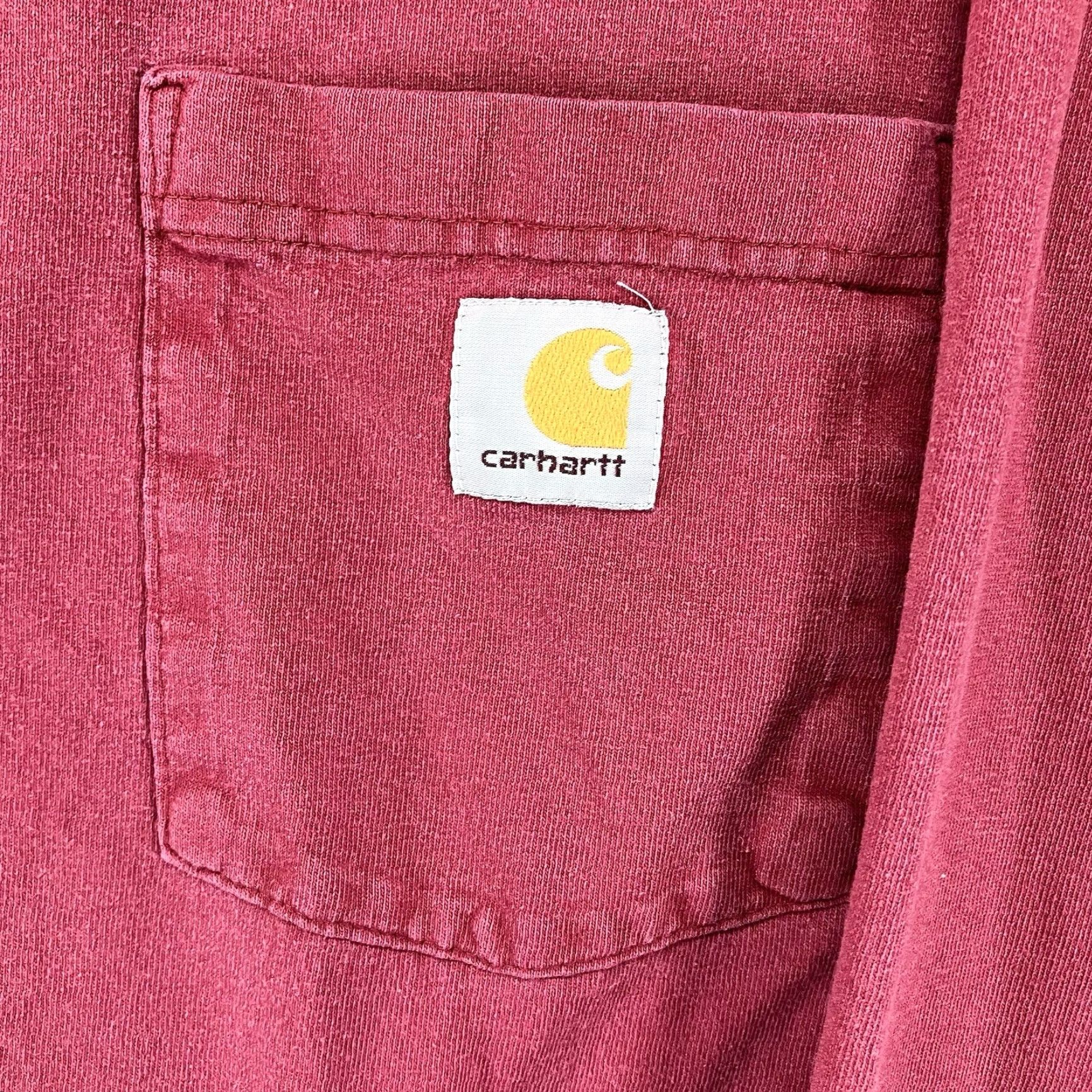 Carhartt Carhartt Mens Medium Long Sleeve T-Shirt Red Crew Neck Logo Pockets Solid All Seasons Heavyweight Cotton Size US M / EU 48-50 / 2 - 4 Thumbnail