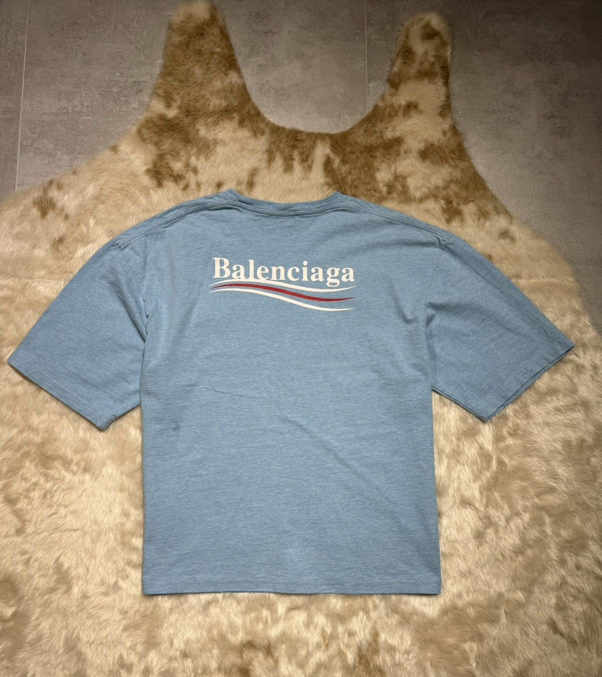 Image of Balenciaga Campgain Spellout T-Shirt in Blue, Men's (Size XS)