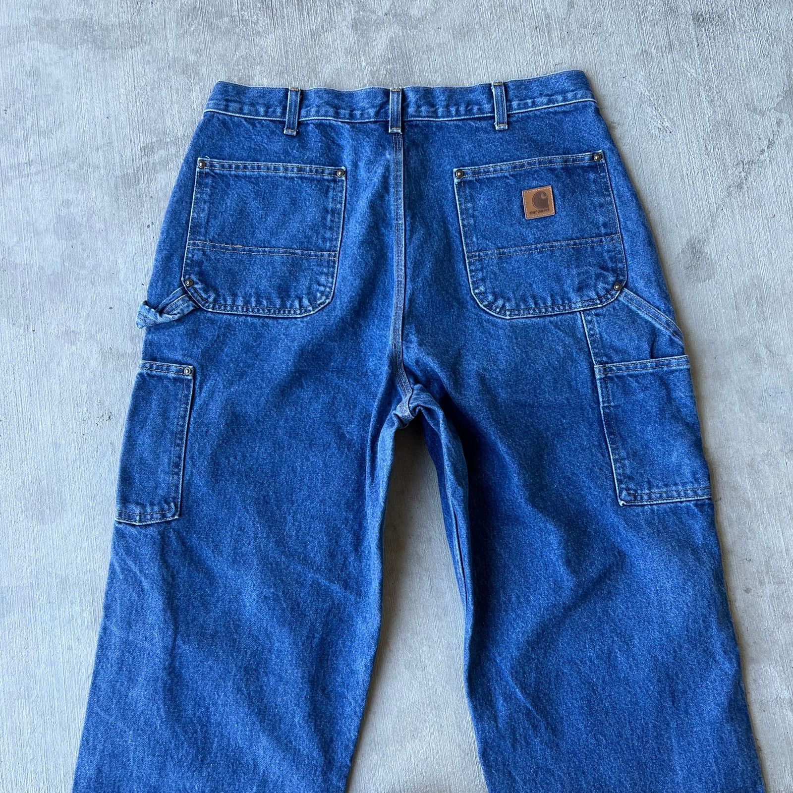Carhartt × Vintage Carhartt blue denim jeans double knee work carpenter pants Size US 34 / EU 50 - 6 Thumbnail