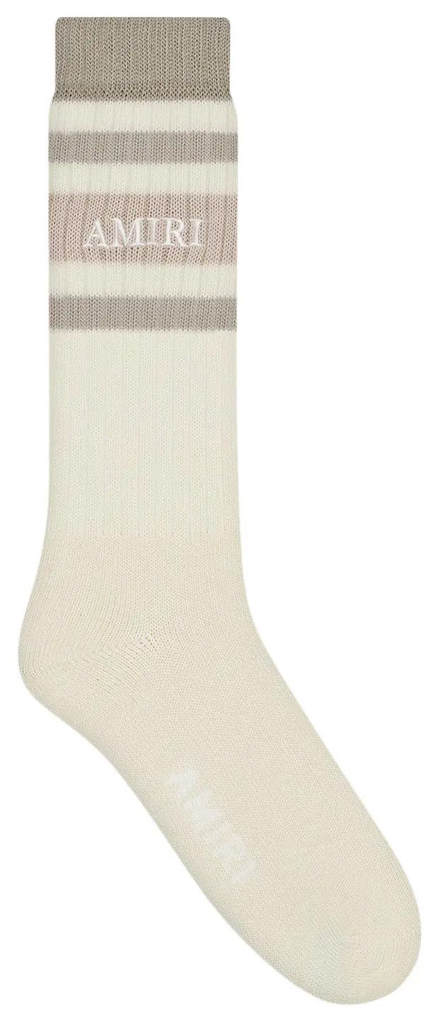Amiri o1y0525 Size : 8-9 US / Logo Socks in Ivory/Gray Size ONE SIZE - 1 Thumbnail