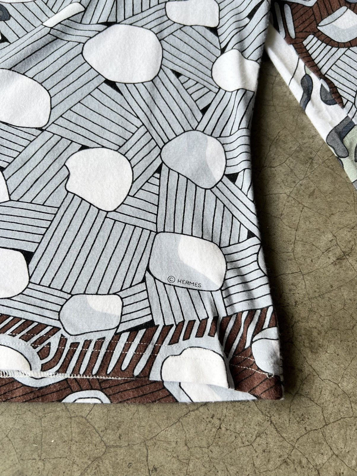 Hermes Old Hermés - Maison Martin Margiela Era - AOP Boat Neck Top Size L / US 10 / IT 46 - 4 Thumbnail