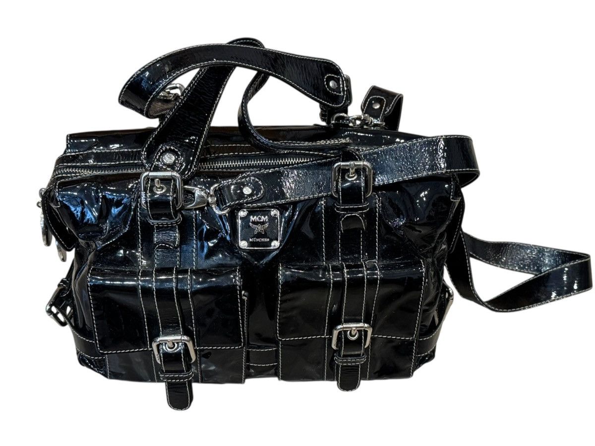 MCM MCM Boston Patent Leather Shiny Shoulder Strap Bag Handbag Size ONE SIZE - 14 Thumbnail