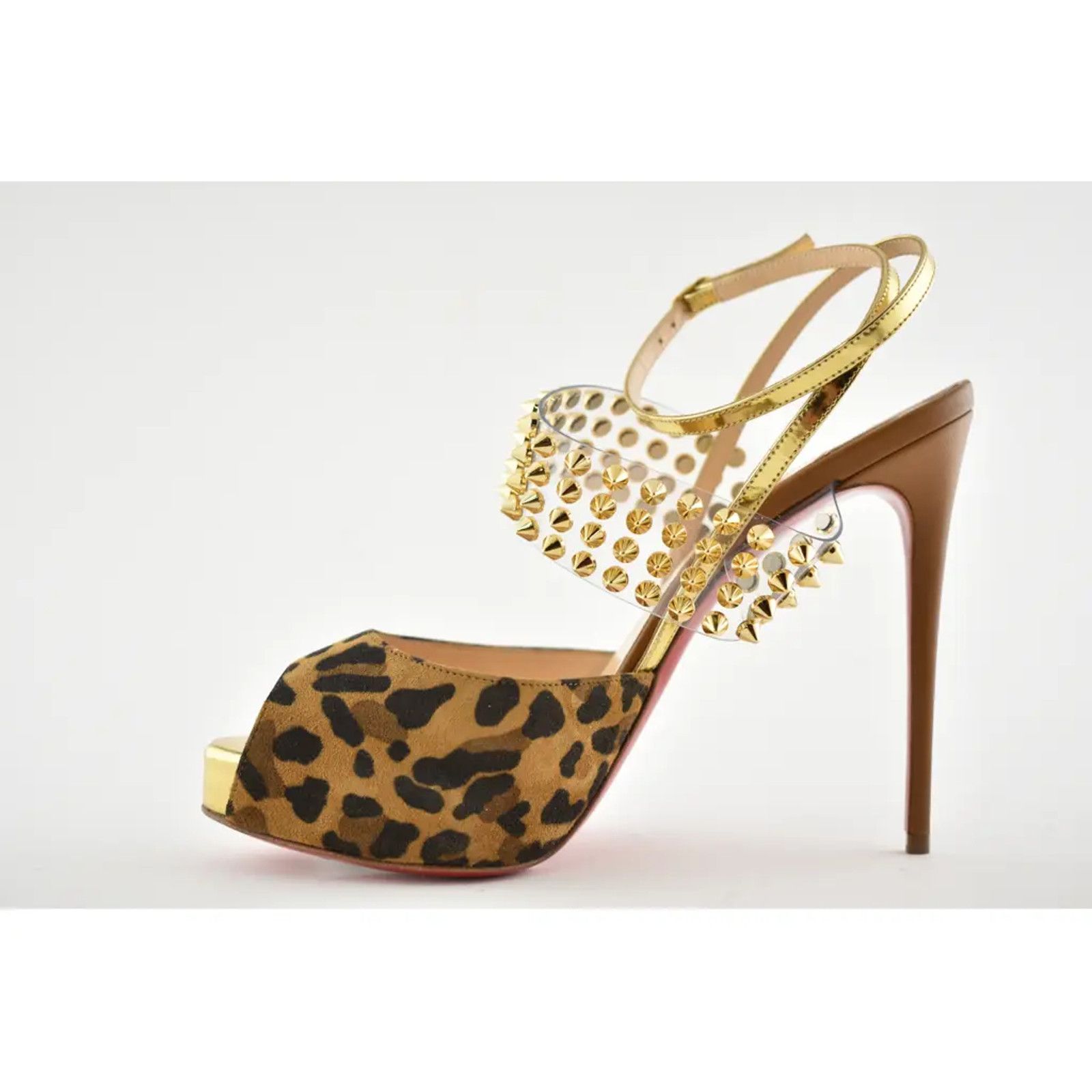 Christian Louboutin Levitagirl 120 Leopard PVC Spike Ankle Strap Heel Pump 36 Size US 6 / IT 36 - 8 Thumbnail