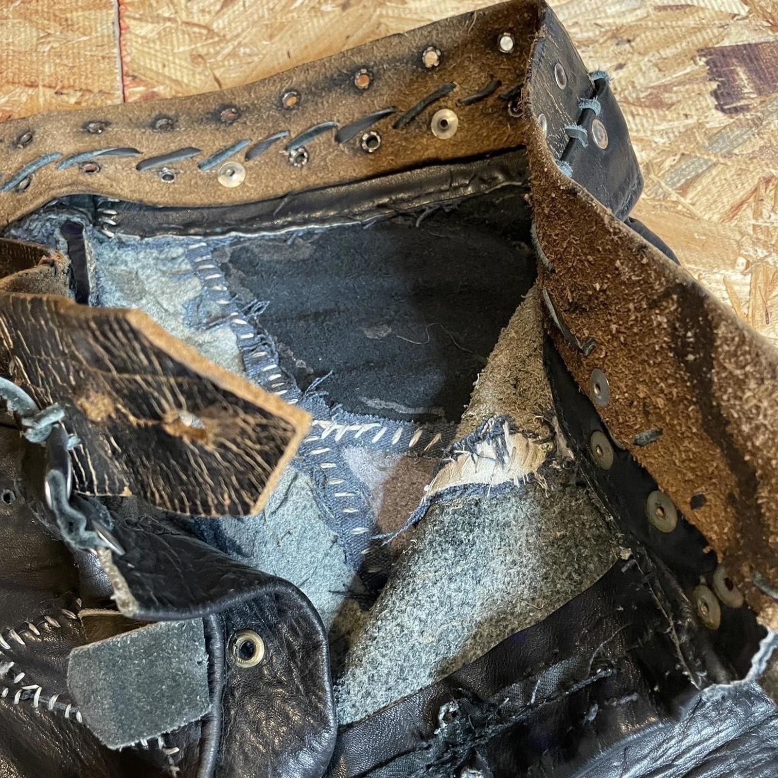 Other Vintage antique 1960s leather patchwork hippie biker pants Size US 30 / EU 46 - 6 Thumbnail
