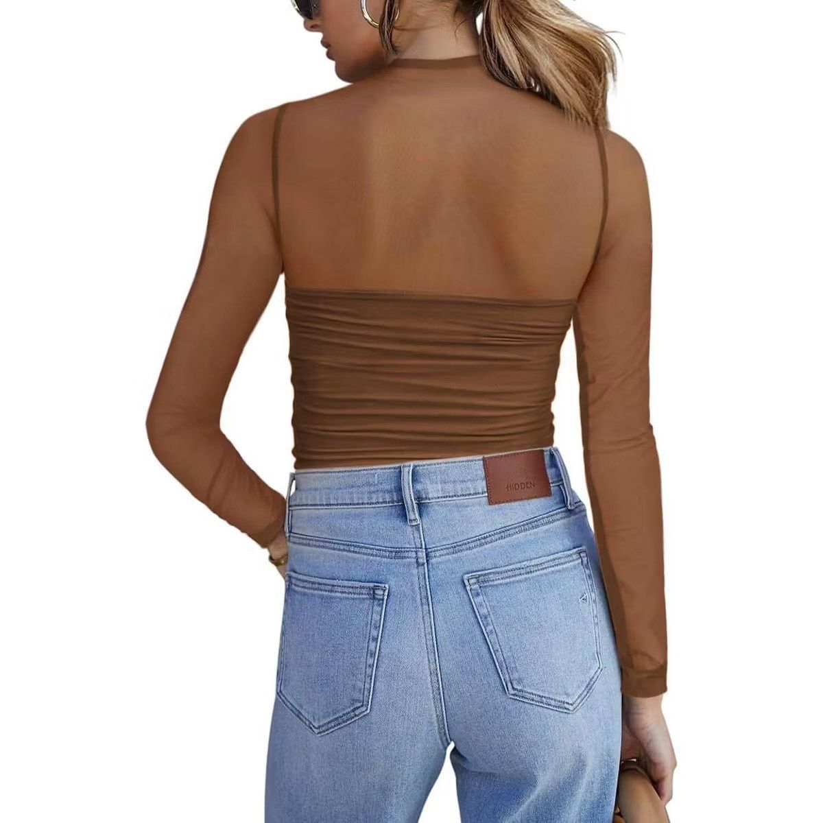 Other Long Sleeve Top Sexy Casual Mock Turtle Neck See Shirts Size L / US 10 / IT 46 - 3 Thumbnail