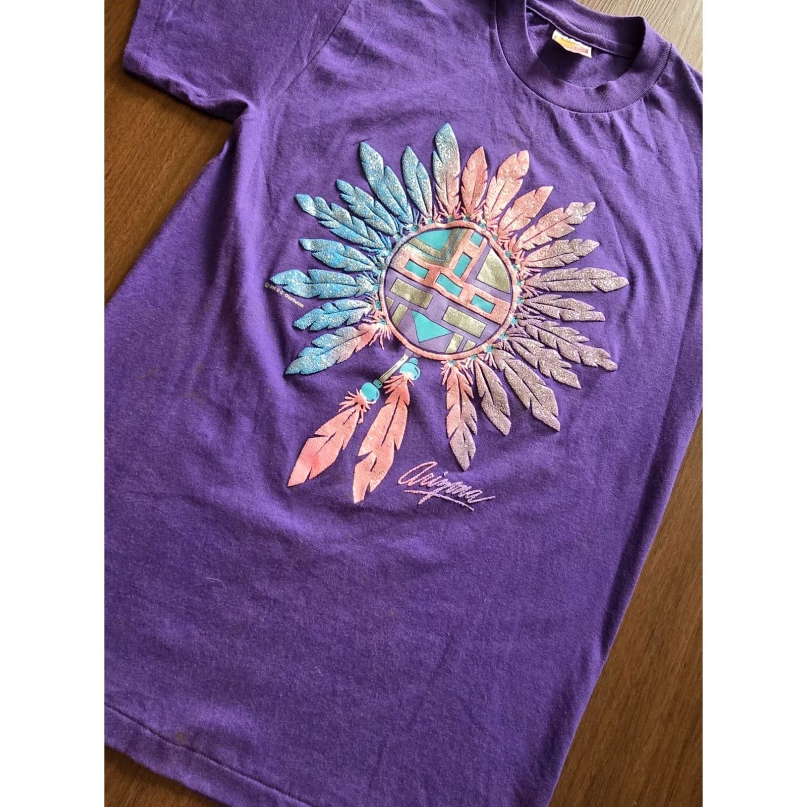 Hanes Vintage 90s Arizona Purple Shirt Adult Medium Hanes Casual Western Southwest Style Size M / US 6-8 / IT 42-44 - 4 Thumbnail