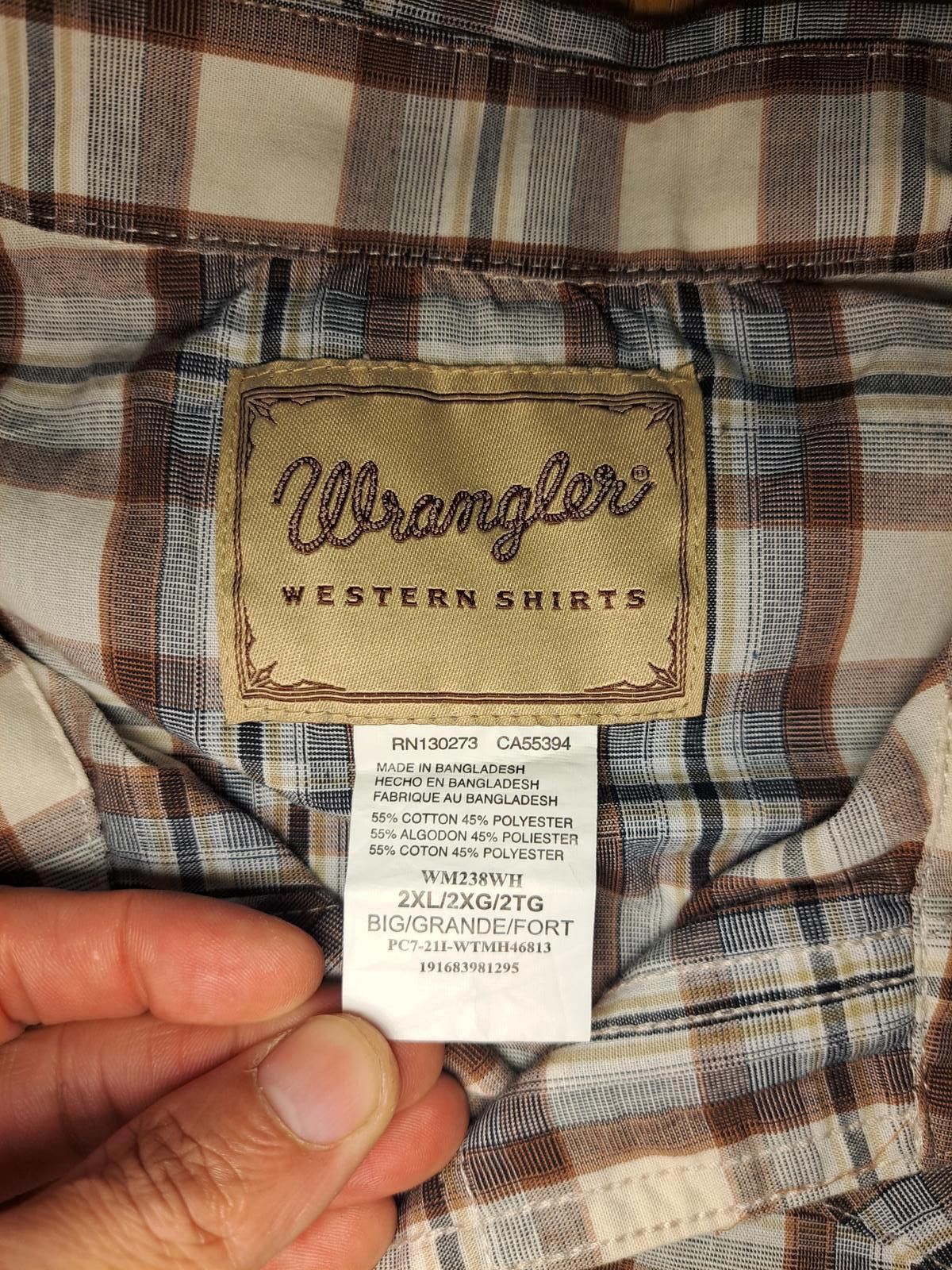 Wrangler Wrangler Pearl Snap Shirt Mens XXL Multicolor Plaid Cotton Size US XXL / EU 58 / 5 - 2 Thumbnail