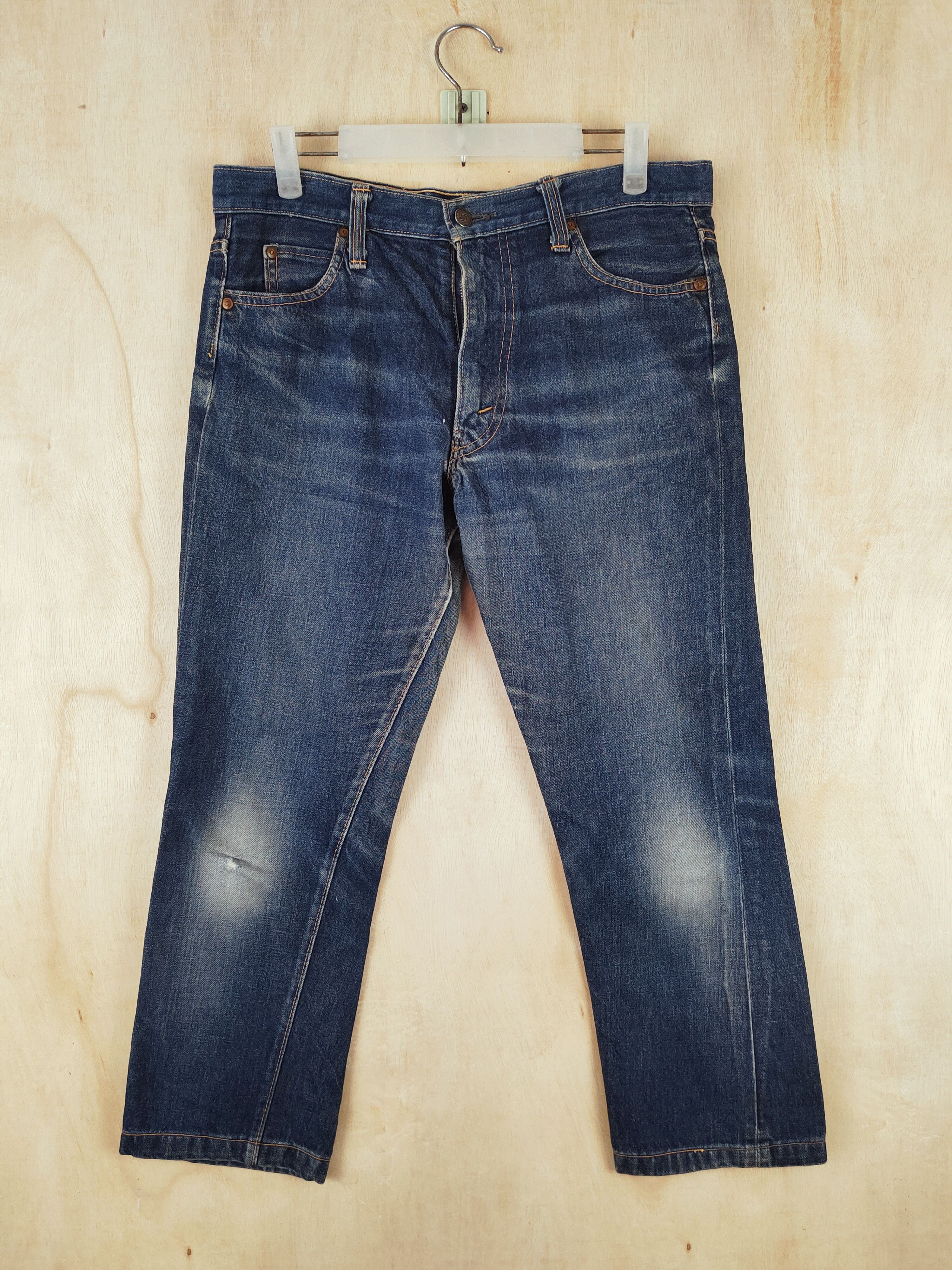 Vintage Bobson vintage Dark Blue Distressed Ripped Jeans #S2675 Size US 33 - 1 Thumbnail