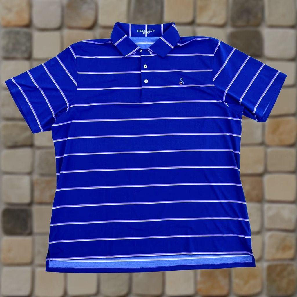Vintage Draddy Sport Performance Polo Shirt Striped Polo Made in USA XL Blue Mens Shirt Size US XL / EU 56 / 4 - 1 Thumbnail