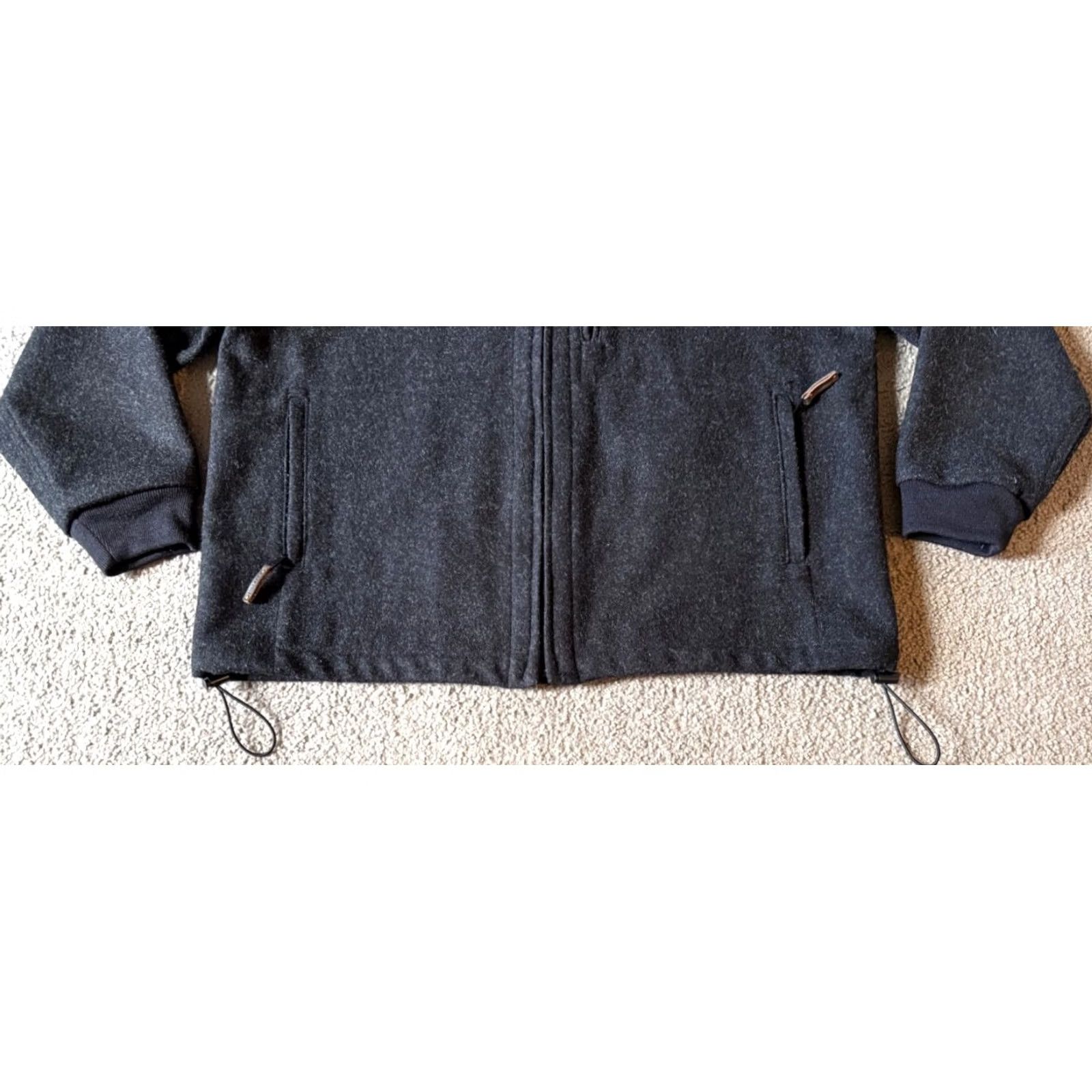 Filson VINTAGE Filson Men's Zip Front Wool Jacket Charcoal 2XL ZIP Front Waist Cinch Casual Outdoor USA Mens Wool Jacket Size US XXL / EU 58 / 5 - 4 Thumbnail