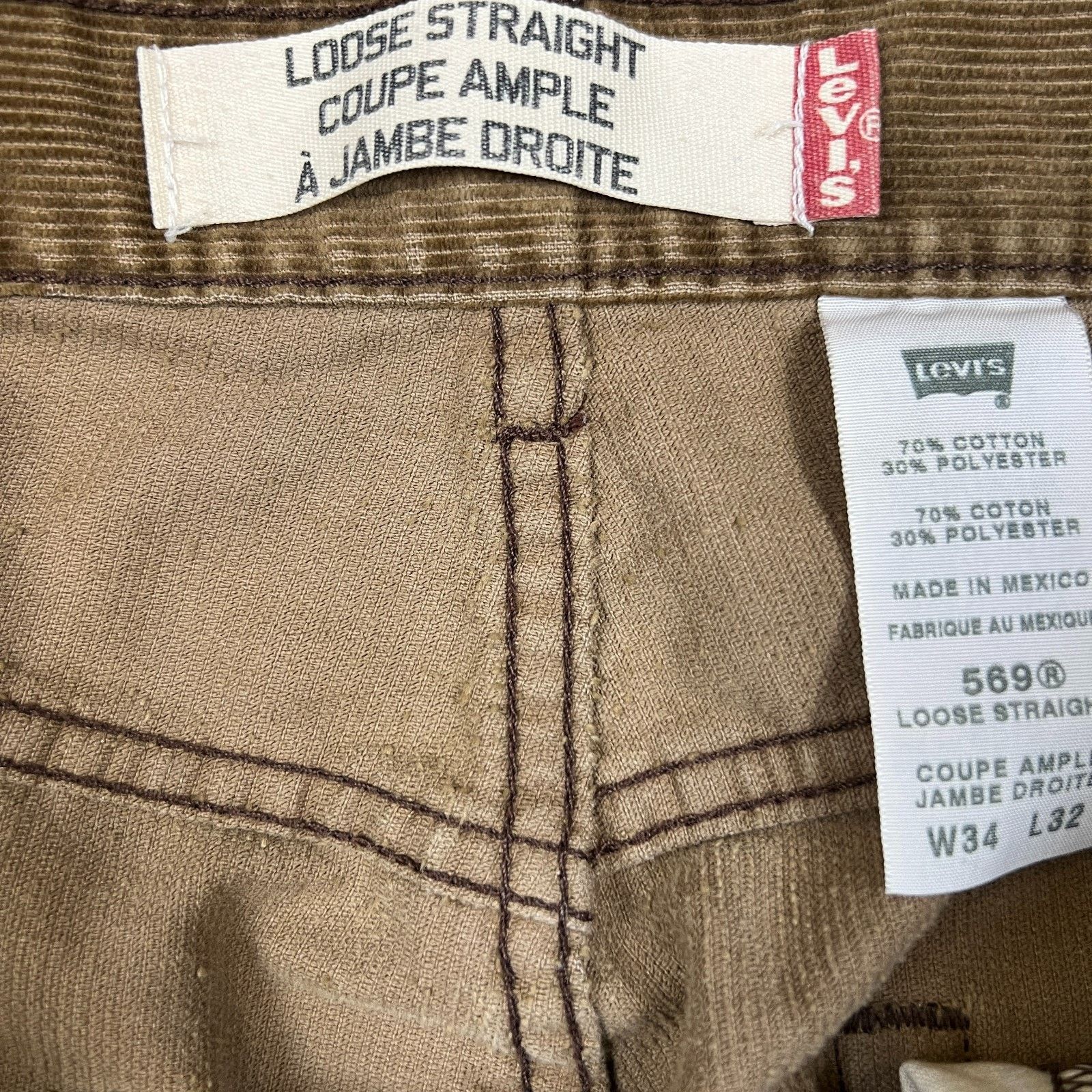 Levi's × Vintage Levi's 569 Pants 34x32 Loose Straight Corduroy Baggy Jeans Size US 34 / EU 50 - 9 Thumbnail