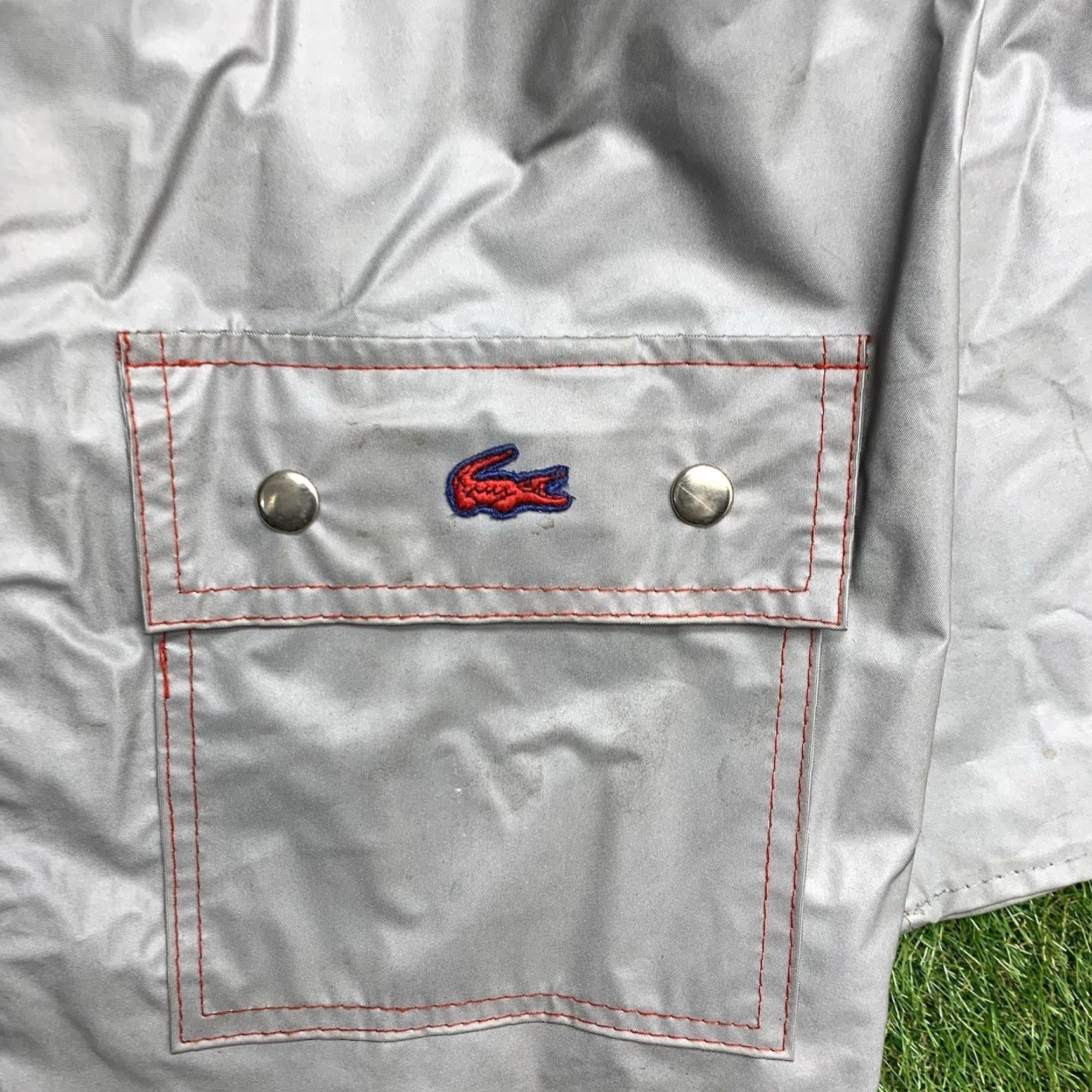 Lacoste VINTAGE Lacoste Rain Jacket Mens Medium Hooded Waterproof PVC Coat Outdoor Retro Hiking Jacket Mid-Length Gray M Regular Mens Size US M / EU 48-50 / 2 - 4 Thumbnail