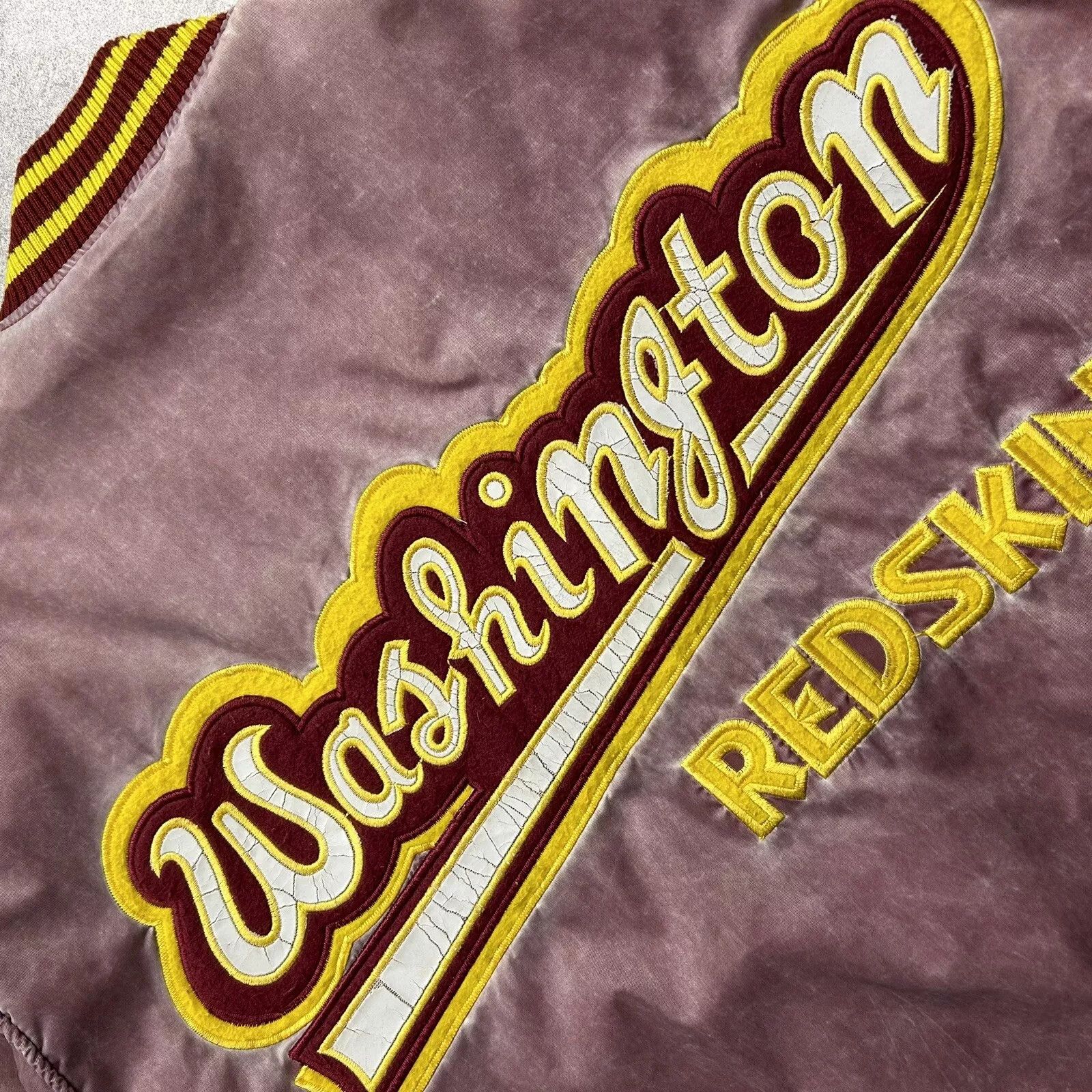 NFL × Vintage WASHINGTON REDSKINS EAST POINT STONE WASH BOMBER JACKET Size US L / EU 52-54 / 3 - 12 Thumbnail