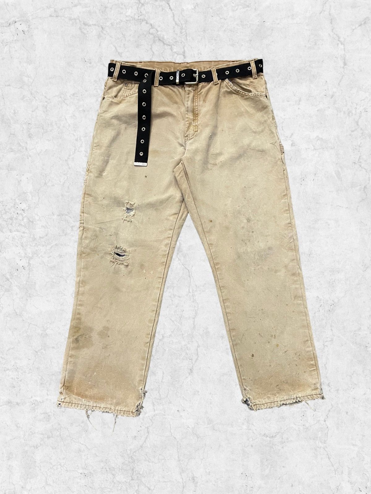 Dickies × Vintage Vintage Dickies Carpenters Distressed Flannel Lined Belted Size US 36 / EU 52 - 2 Thumbnail