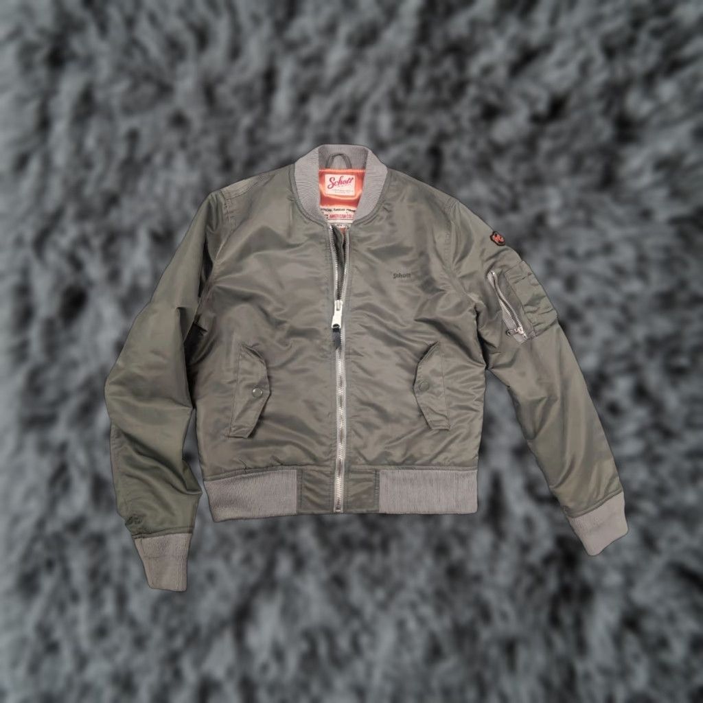 Schott VINTAGE SCHOTT NYC American College Bomber Jacket Military Green Men? Women? (Adapted: Since department is Women, treat as Women) Size L / US 10 / IT 46 - 1 Thumbnail
