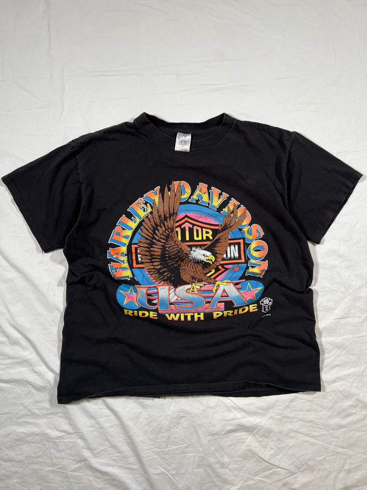 Harley Davidson Vintage 90s Ride With Pride Rainbow Harley Tee Size US XL / EU 56 / 4 - 1 Thumbnail