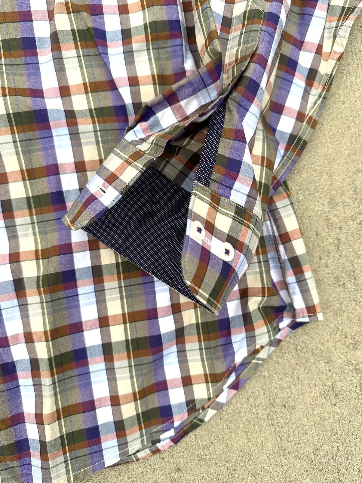 BUGATCHI Bugatchi Shirt Men Size Large Shaped Fit Plaid Flip cuff Size US L / EU 52-54 / 3 - 6 Thumbnail