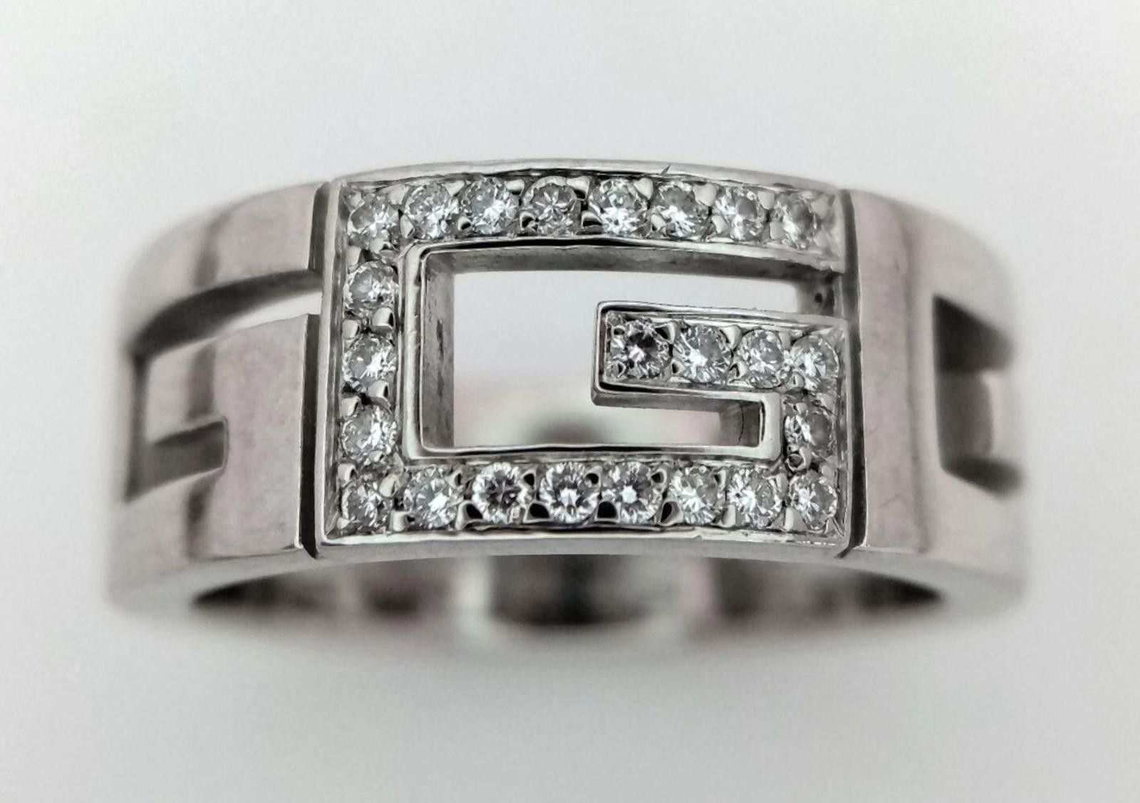 Gucci Gucci 18ct White Gold G Logo Diamond Band Ring Size M Size ONE SIZE - 2 Thumbnail